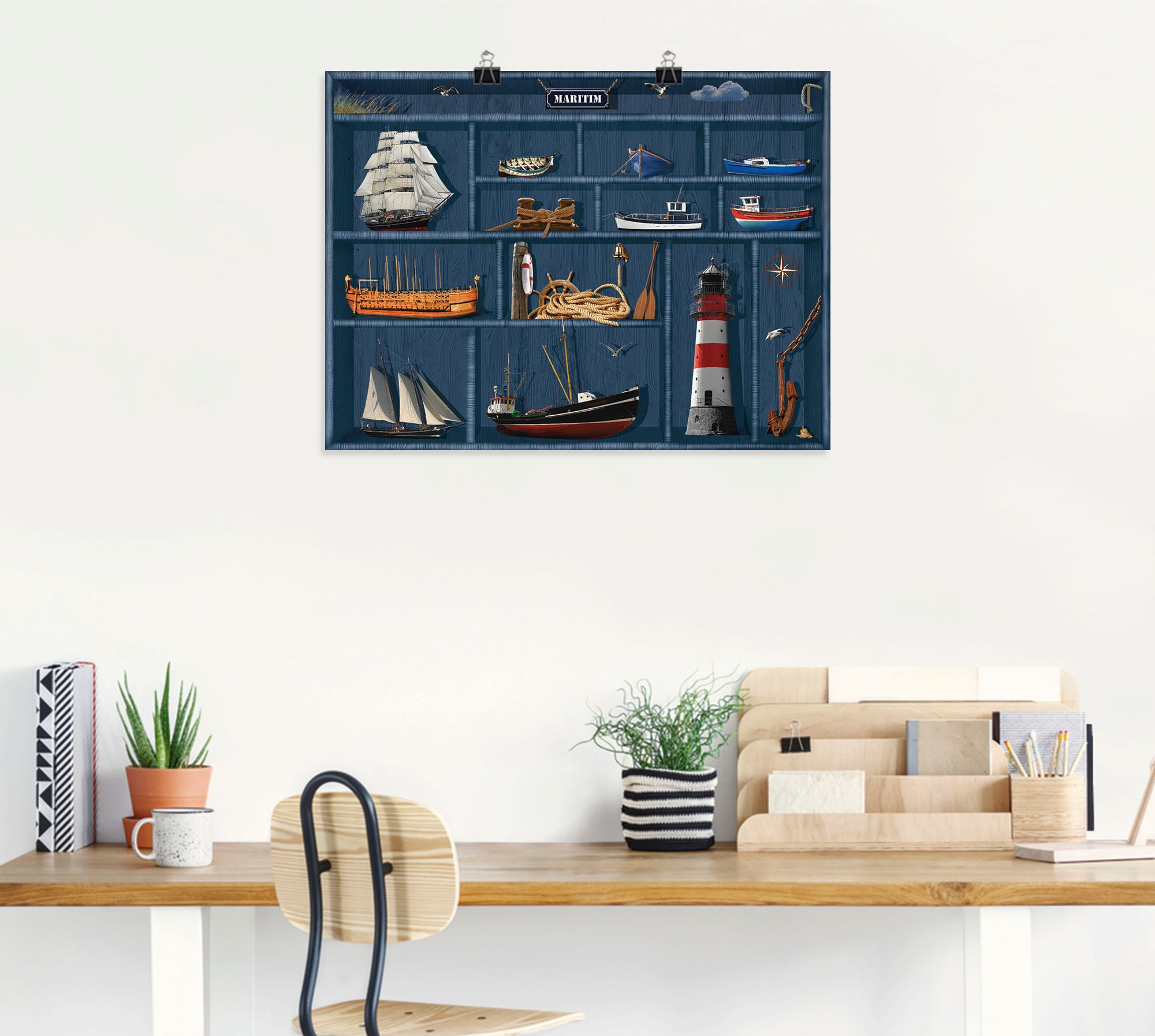Artland Wandbild »Der maritime Setzkasten«, Arrangements, (1 St.), als  Leinwandbild, Wandaufkleber oder Poster in versch. Größen auf Raten  bestellen