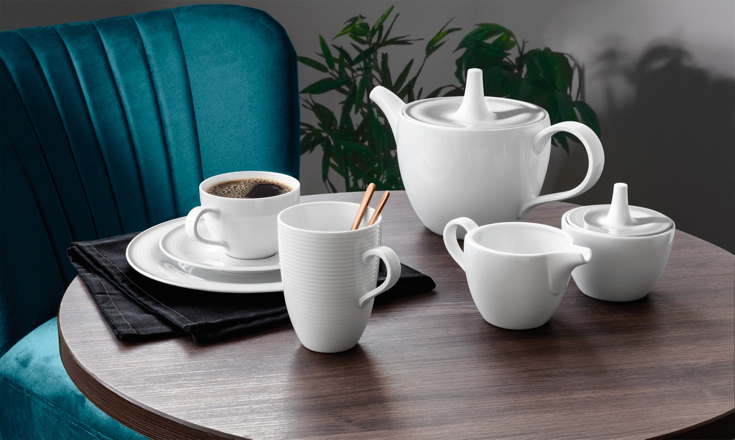 Seltmann Weiden Kombiservice »Geschirr-Set, Service Beat«, (Set, 30 tlg.), Geschirr, Teller, Tassen, Rillendekor, 30 Teile, für 6 Personen
