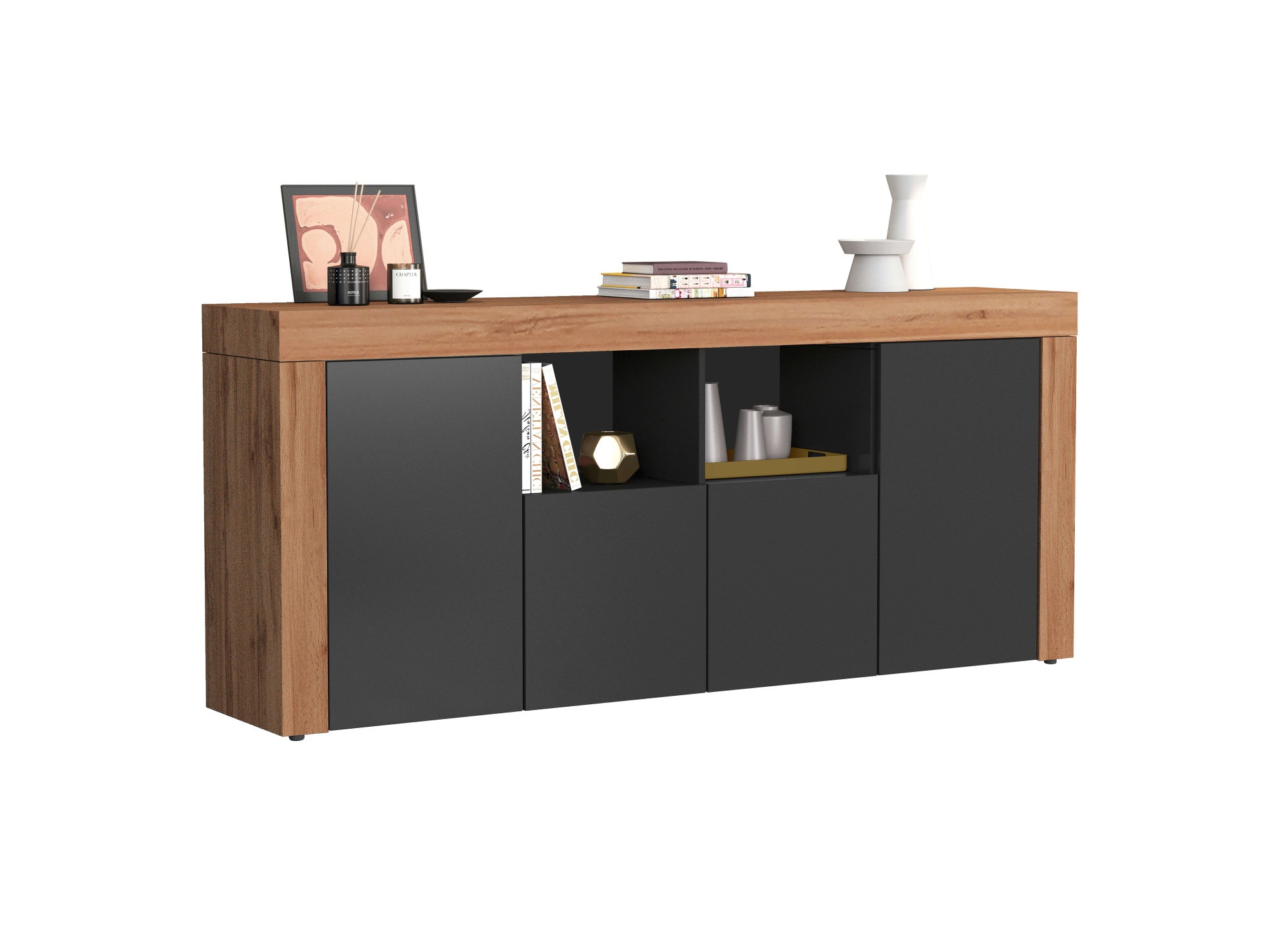INOSIGN Sideboard »CHRONOS Breite 200 cm mit 4 Türen, 2 offene und 8 geschlossene Fächer«, (1 St.), Sideboard,Kommode, Schrank, Grifflos mit Push to Open, Made in Italy