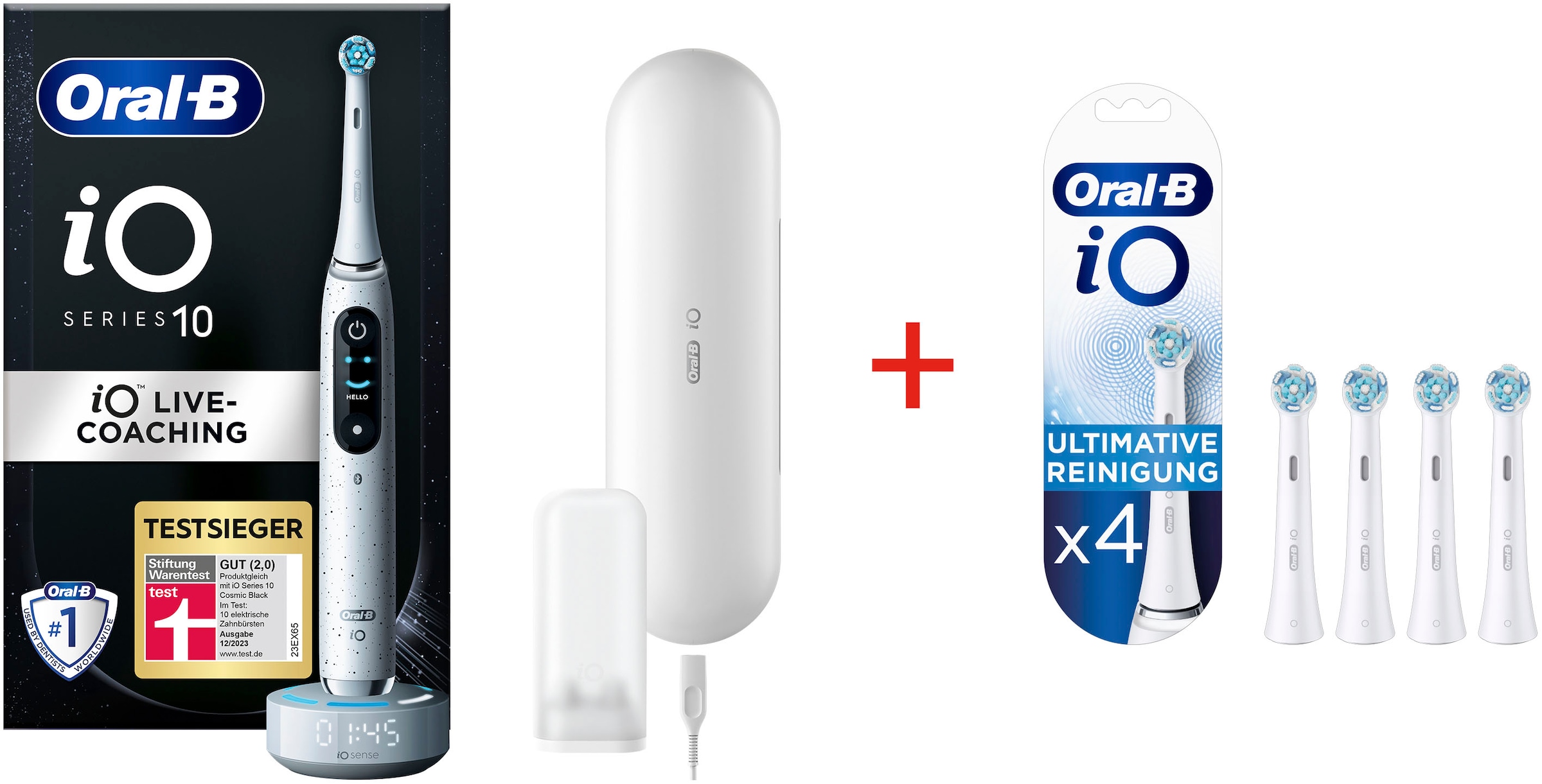 Oral-B Elektrische Zahnbürste »iO 10«, 5 St. Aufsteckbürsten, Magnet-Technologie, iOsense, 7 Putzmodi, Farbdisplay & Lade-Reiseetui