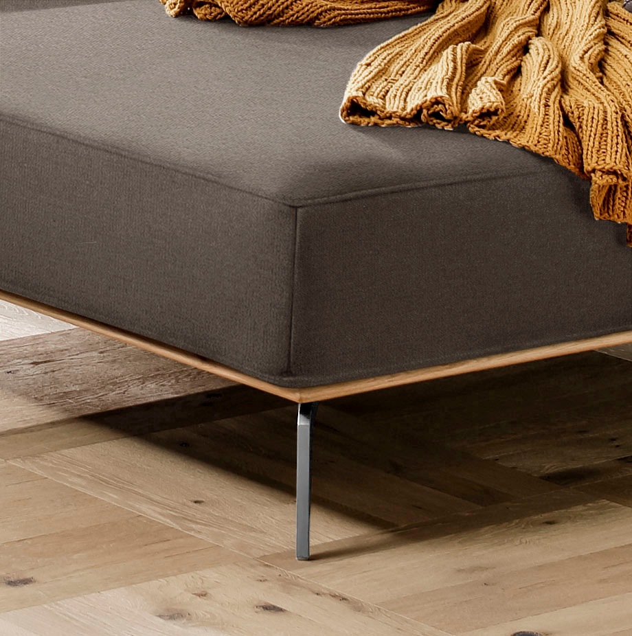 W.SCHILLIG Ecksofa »run, Designsofa mit tollem Sitzkomfort, bequem, L-Form«, mit elegantem Holzsockel, Füße in Chrom glänzend, Breite 319 cm
