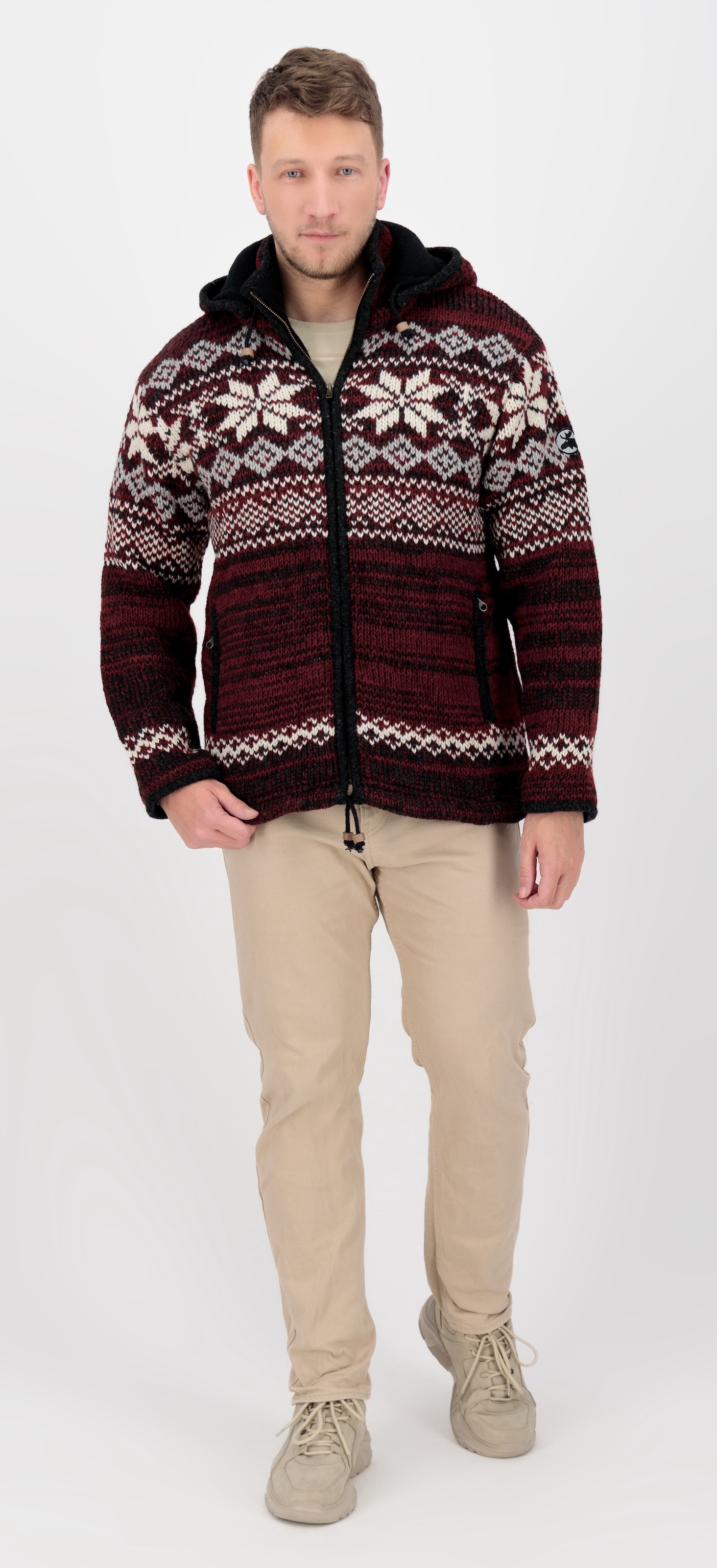 DEPROC Active Strickfleecejacke »LHOTSE MEN«, mit Kapuze und weichem Fleece gefüttert