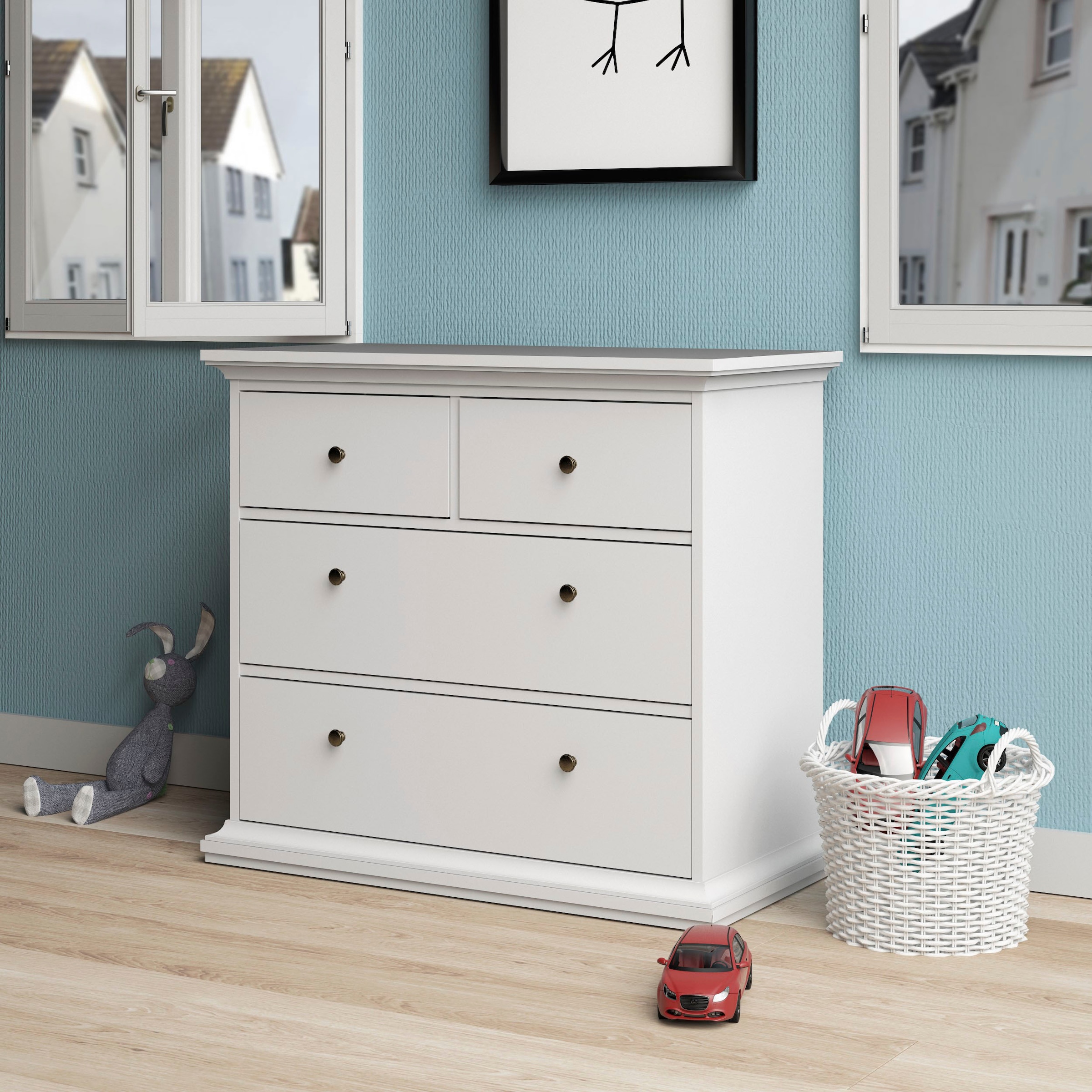 Home affaire Kommode »Paris, Aufbewahrung, Schubladenschrank, Stauraum«, mit 4 Schubladen, Breite 96 cm, Höhe 87 cm