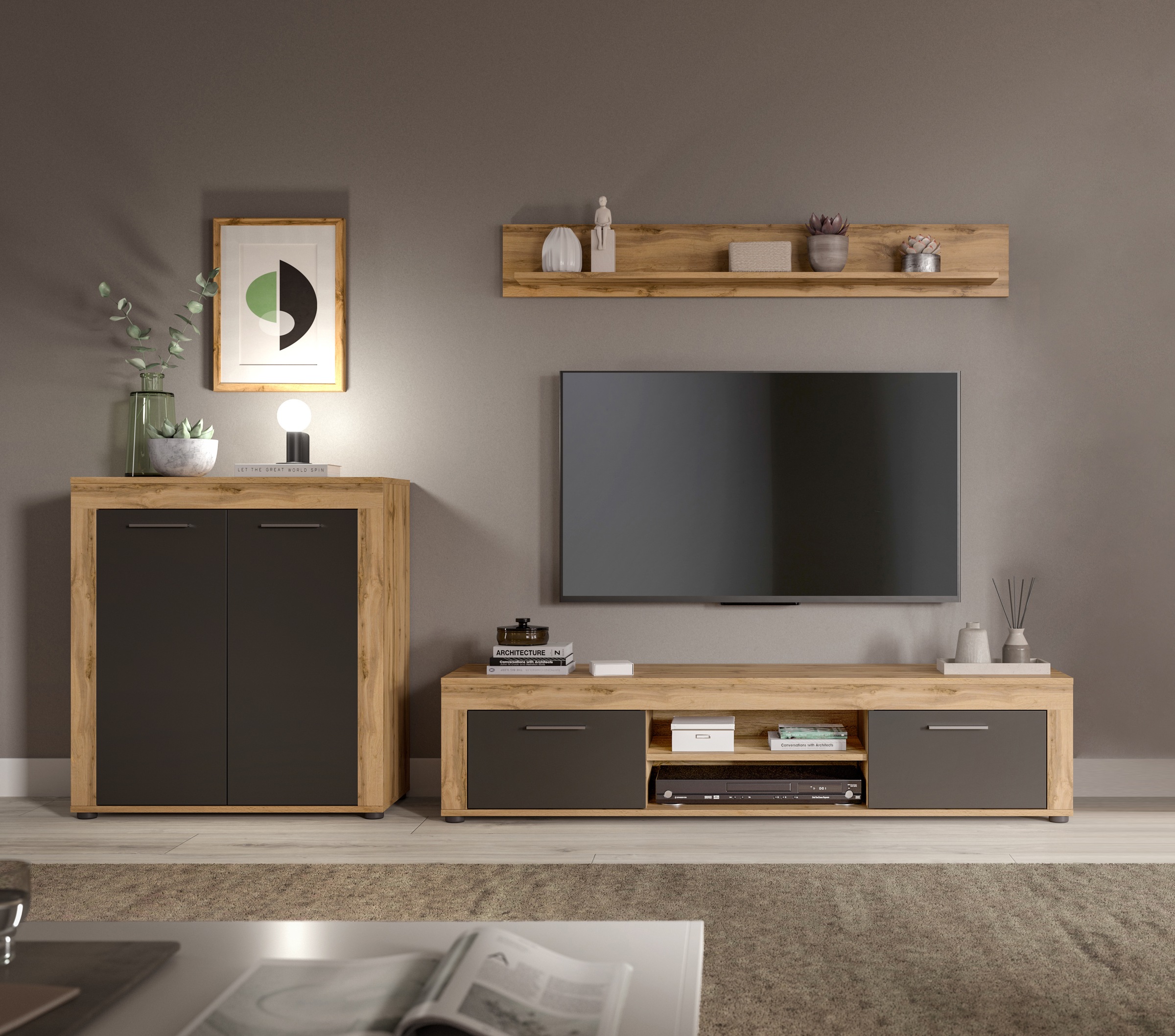 INOSIGN Wohnwand »Aosta, Breite 255cm, bestehend aus Highboard, Lowboard, W günstig online kaufen