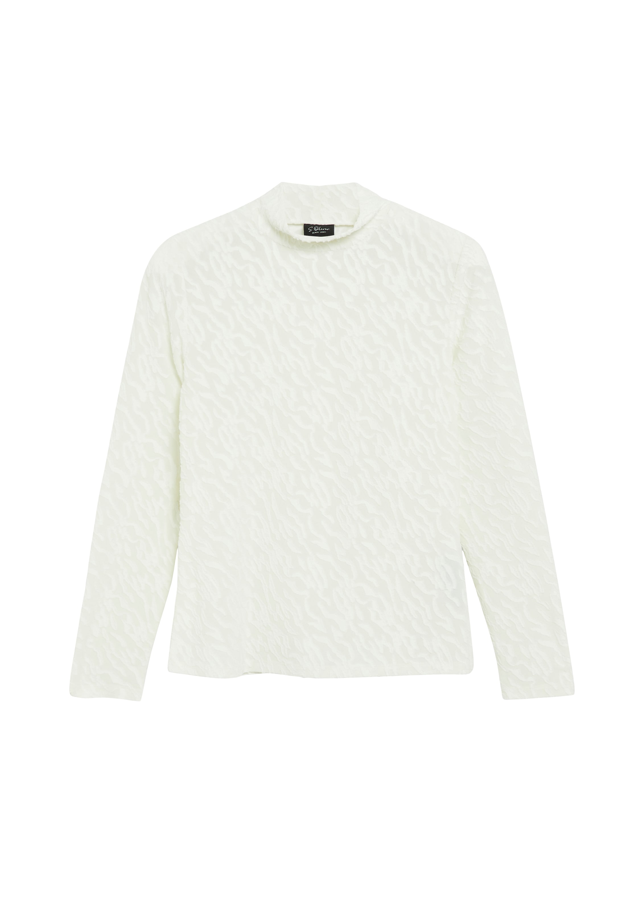 s.Oliver BLACK LABEL Langarmshirt mit Struktur-Muster und Stehkragen