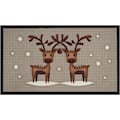 HANSE Home Fußmatte »Two Reindeers«, rechteckig, 7 mm Höhe, In und Outdoor geeignet, Tier Motiv, Robust, Pflegeleicht, Rutschfest, Weihnachten, Waschbar, Rentiere