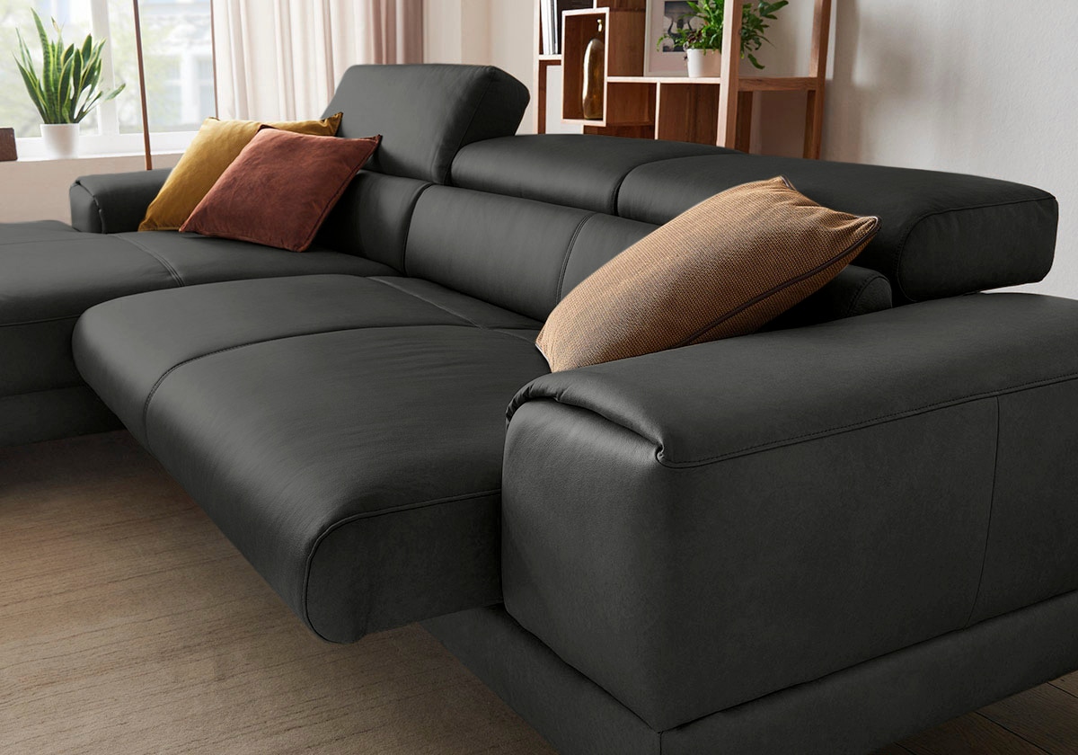 W.SCHILLIG Ecksofa »piedroo, Designsofa mit tollem Sitzkomfort, elegant und bequem, L-Form«, Kopfteilverstellung, wahlweise mit Sitztiefenverstellung, Breite 303cm