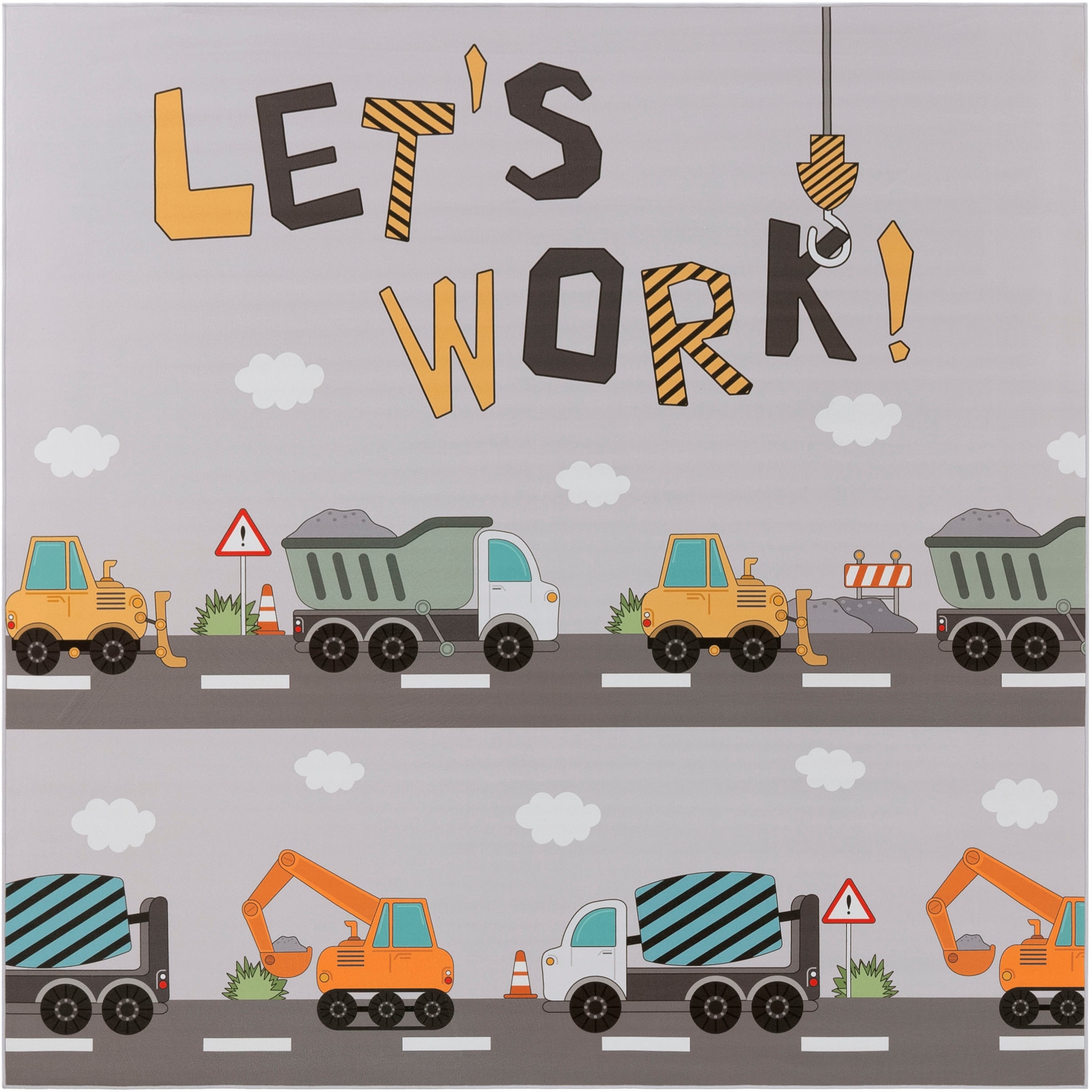 Paco Home Kinderteppich »Bino 578«, rechteckig, 4 mm Höhe, Spielteppich, Motiv Autos & Baustelle, Kinderzimmer