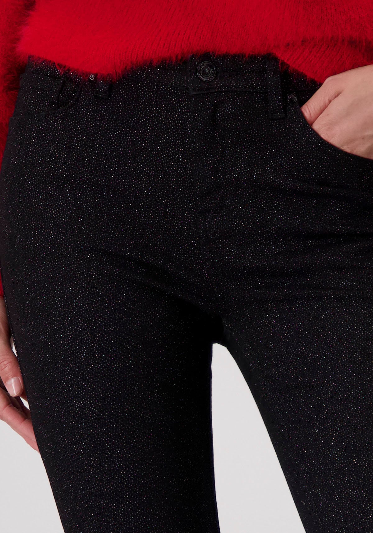 Monari Röhrenhose, mit Glitzerdruck