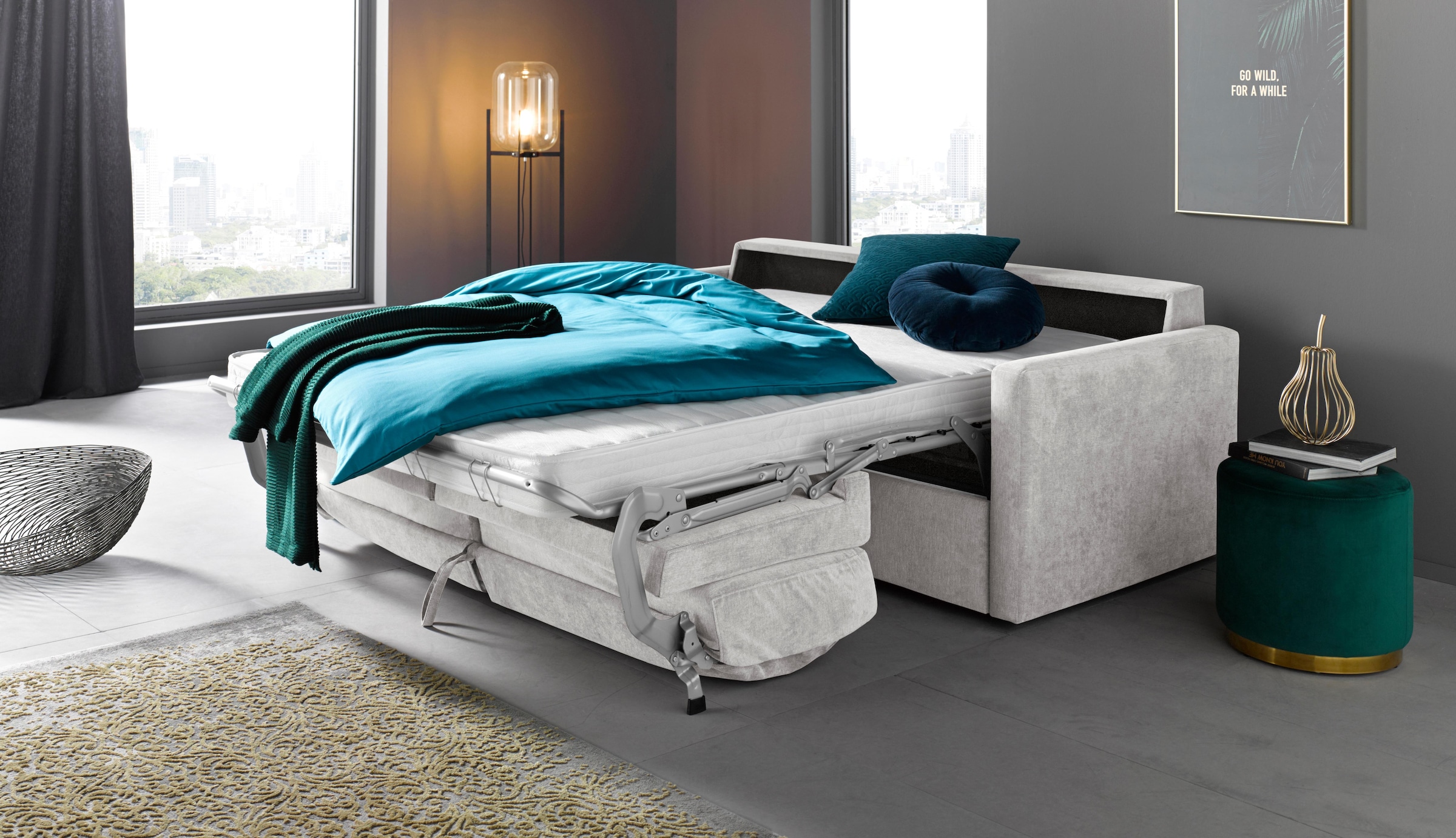 Places of Style Schlafsofa »GOLDPOINT 182cm, Dauerschläfer, Liegefläche 140/200 cm,«, 3-Sitzer mit Dauerschläfer-Funktion, Bonell-Federkernmatratze