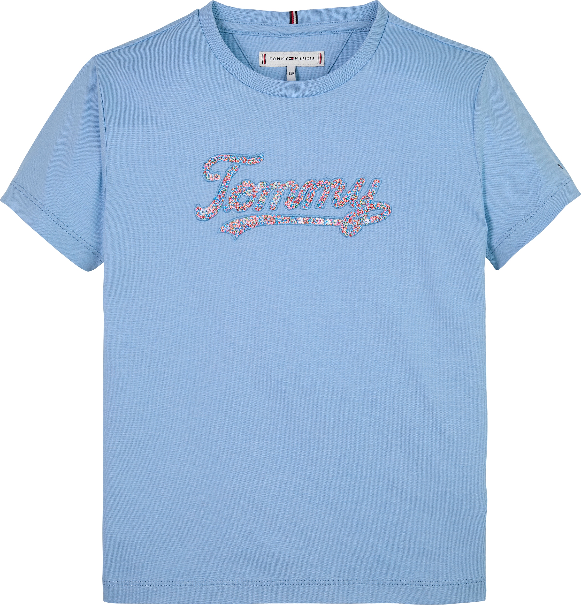 Tommy Hilfiger T-Shirt »TOMMY SCRIPT SEQUINS TEE SS«, für Kinder bis 16 Jahre, mit Pailletten