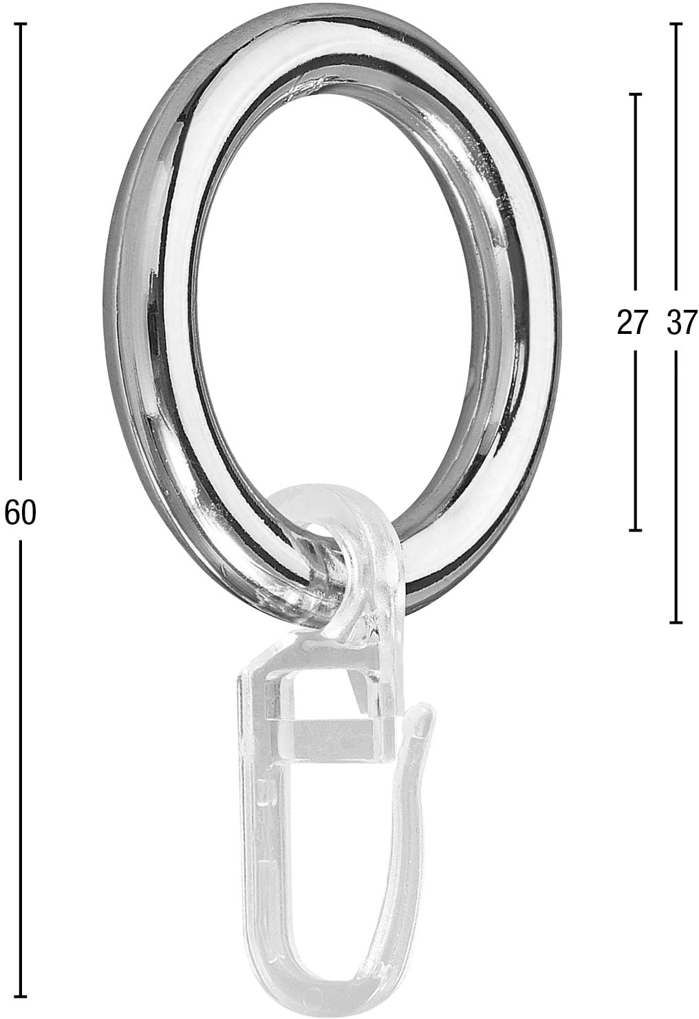 GARESA Gardinenring »Kunststoffring mit Haken«, (20 St.), für Durchmesser bis 20mm, einfache Montage