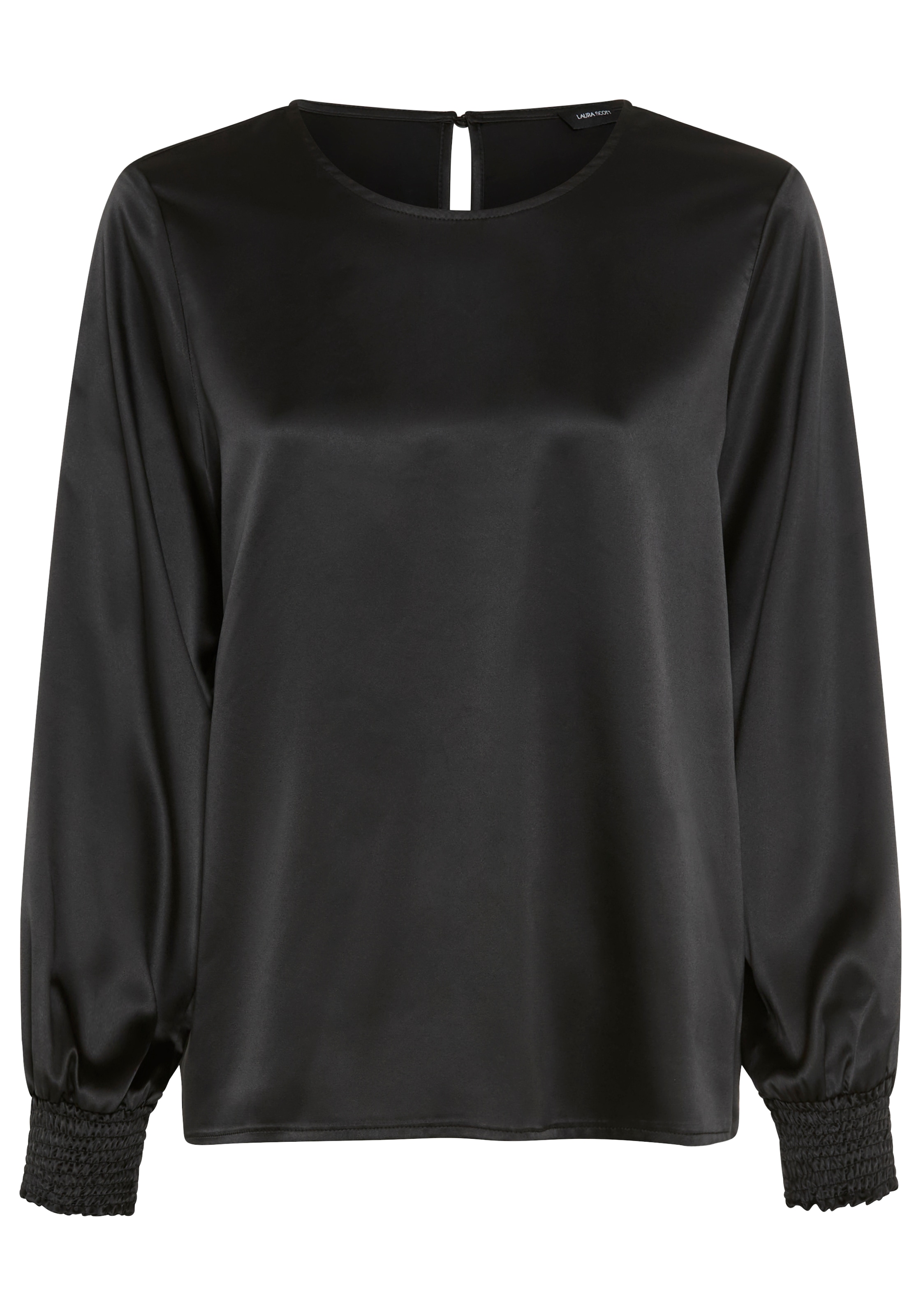 Laura Scott Schlupfbluse Festliche Satin-Bluse, Elastikbündchen am Ärmel, glänzender Stoff