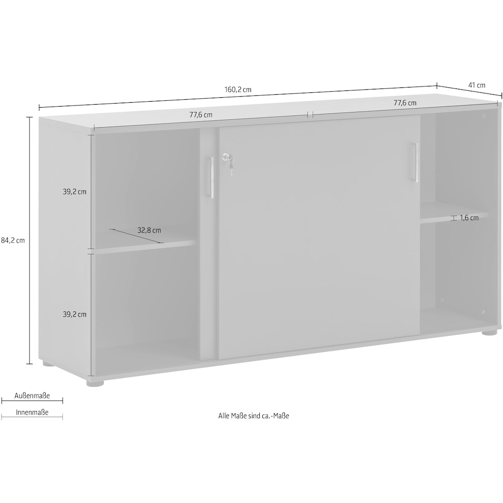 Schildmeyer Aktenschrank »Serie 1500«, abschließbare Kommode, Maße B160,2 x T41 x H84,2 cm, Made in Germany