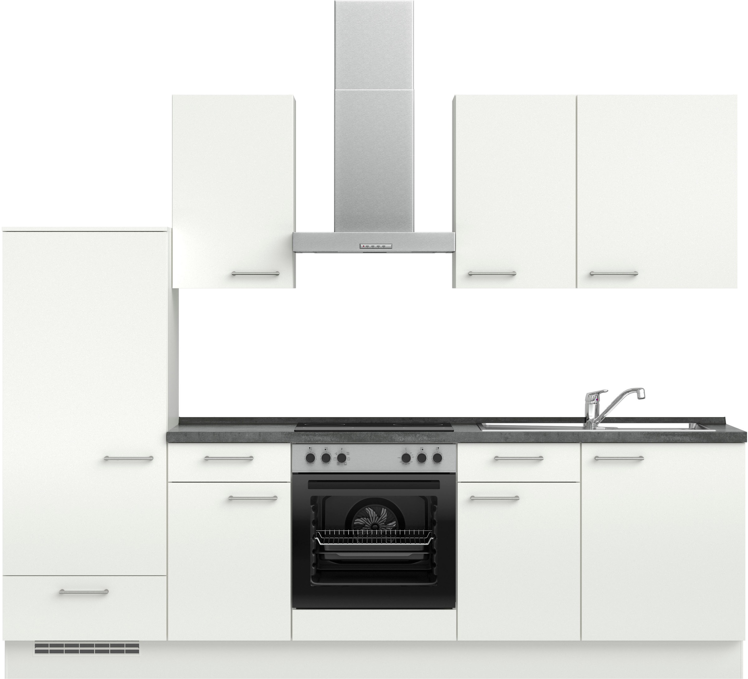 nobilia® Küchenzeile »"Laser I", Ausrichtung wählbar, Breite 270 cm«, vormontiert, wahlw. mit unterschiedlichen E-Geräten-Sets