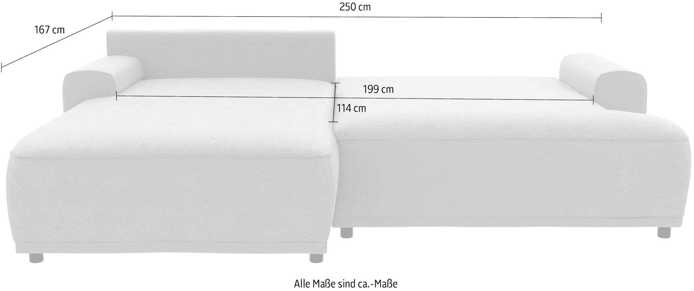 TRENDMANUFAKTUR Ecksofa »Fordon, Schlafsofa mit Bettkasten, Couch in L-Form, Breite 250 cm«, in Struktur fein LEO, haustierfreundlich, schlamm, Recamiere links