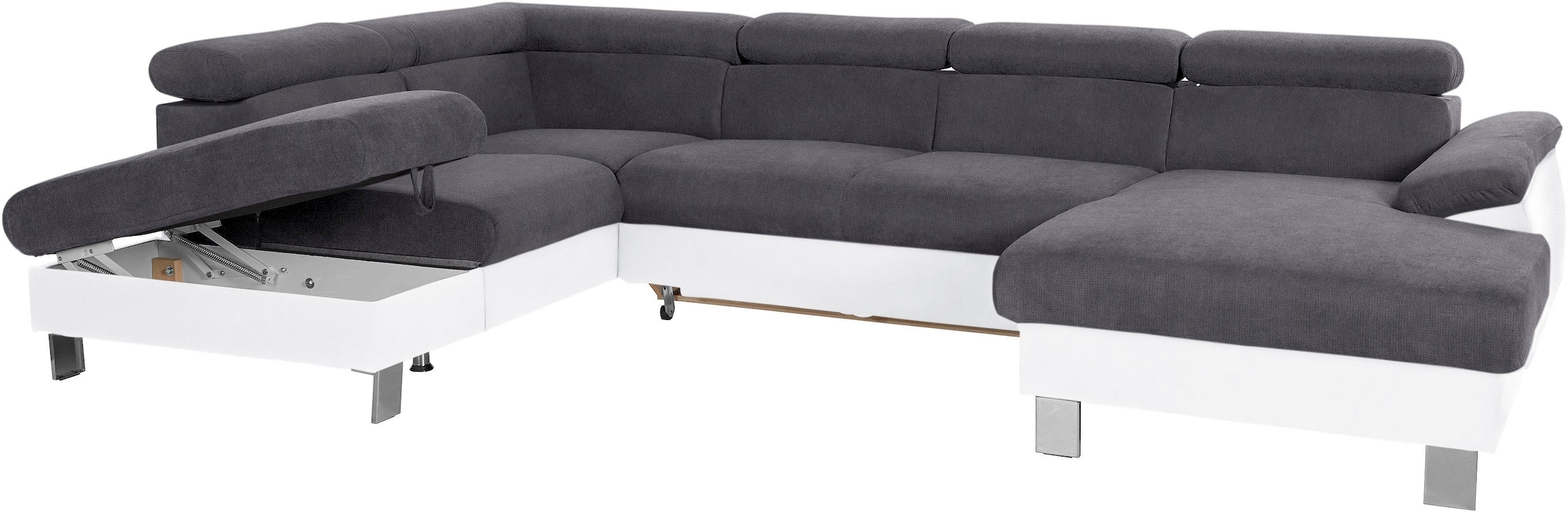 COTTA Polstergarnitur »Komaris U-Form«, (Set), Set bestehend aus: Wohnlandschaft mit Kopfteilverstellung & Hocker