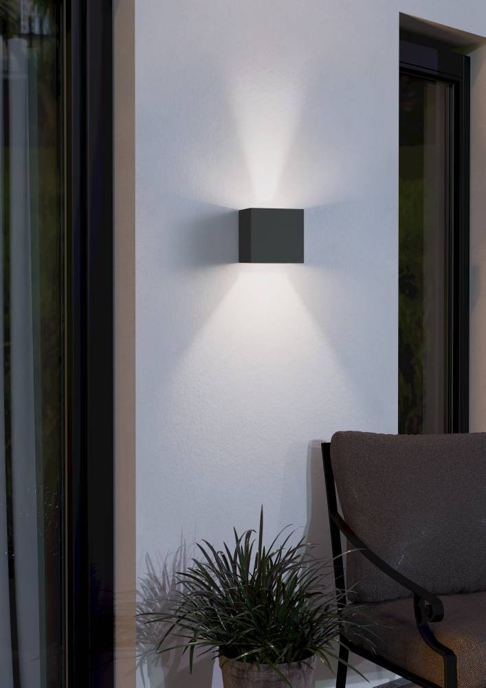 EGLO LED Außen-Wandleuchte »CALPINO Außenwandleuchte, IP54, anthrazit, warmweiß, Außenlampe«, 2 flammig, Leuchtmittel LED-Board | LED fest integriert, Außenleuchte, LED Wandleuchte, Garten, 2x3,3W, Up- und Down Light