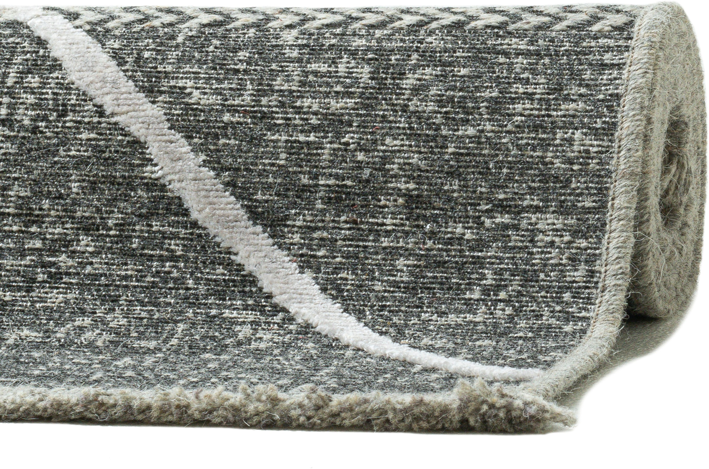 Sansibar Teppich »Braderup«, rechteckig, 2 mm Höhe, Flachgewebe, modernes Scandi Design, Motiv Rauten, mit Fransen