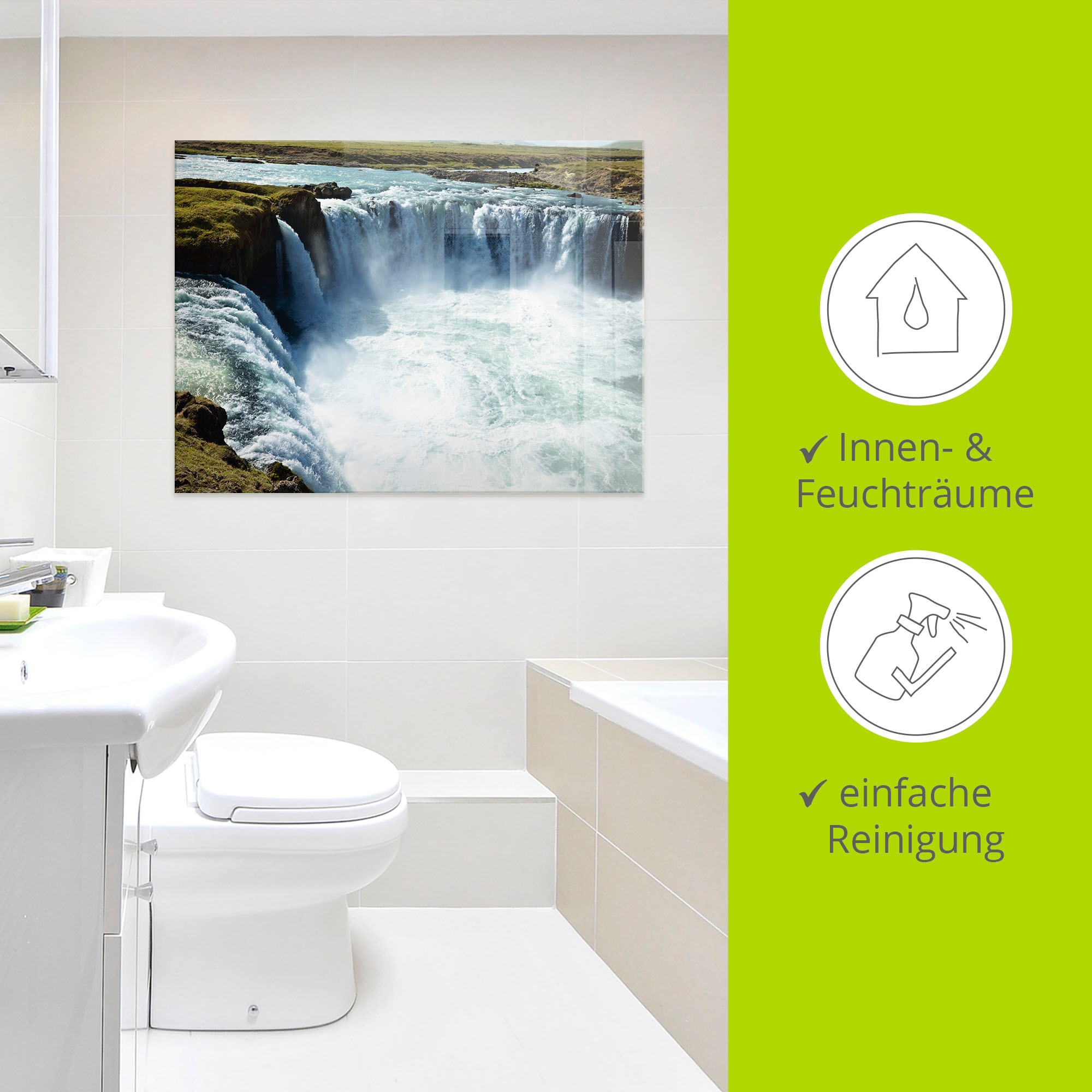 Artland Glasbild »Godafoss«, Europa, (1 St.), in verschiedenen Größen