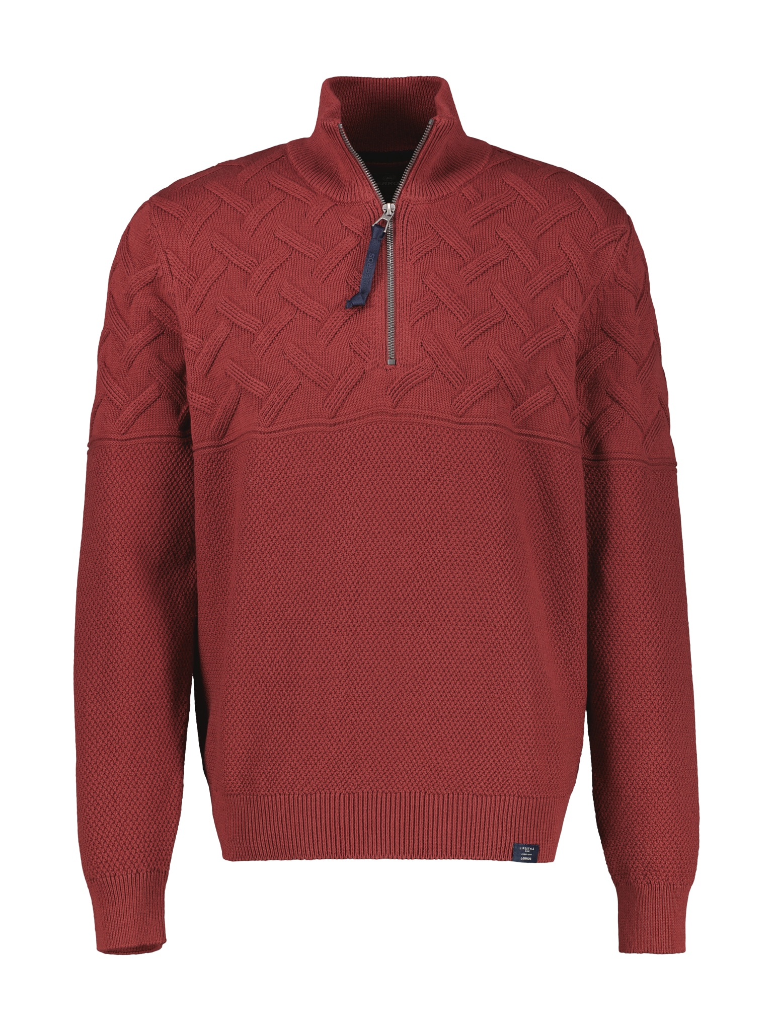 LERROS Strickpullover mit Zipper und Stehkragen, Jacquard-Struktur