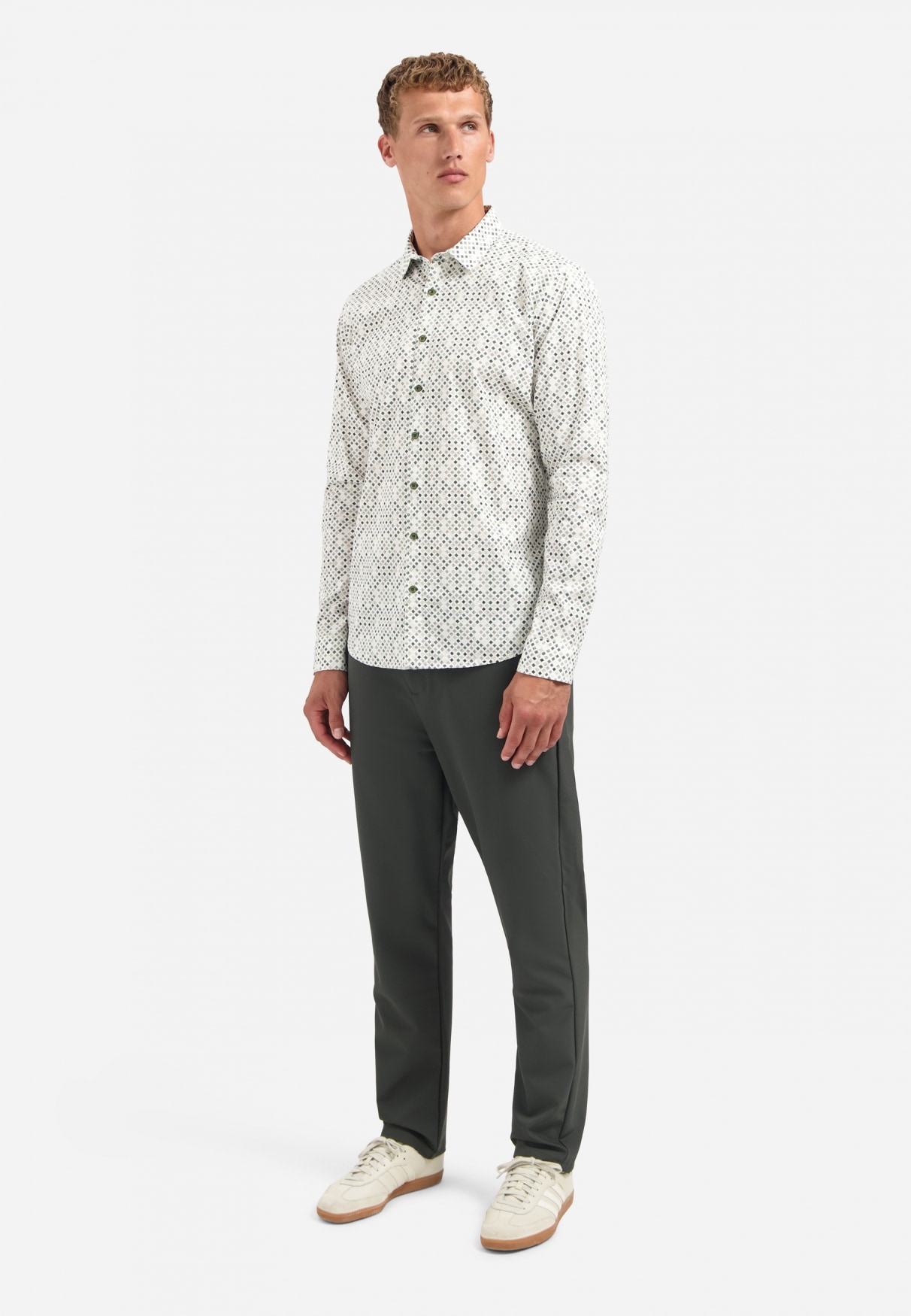 NO EXCESS Langarmhemd »No Excess Stretchhemd mit Print Shirt Stretch Allover Printed«