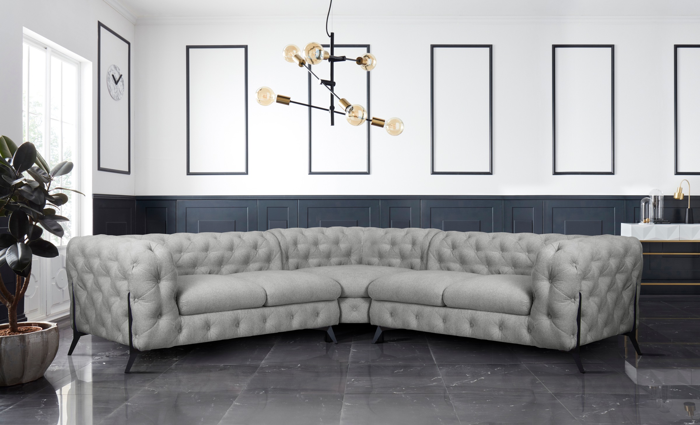 Home affaire Chesterfield-Sofa »Amaury L-Form« Chesterfield-Optik, Breite/T günstig online kaufen