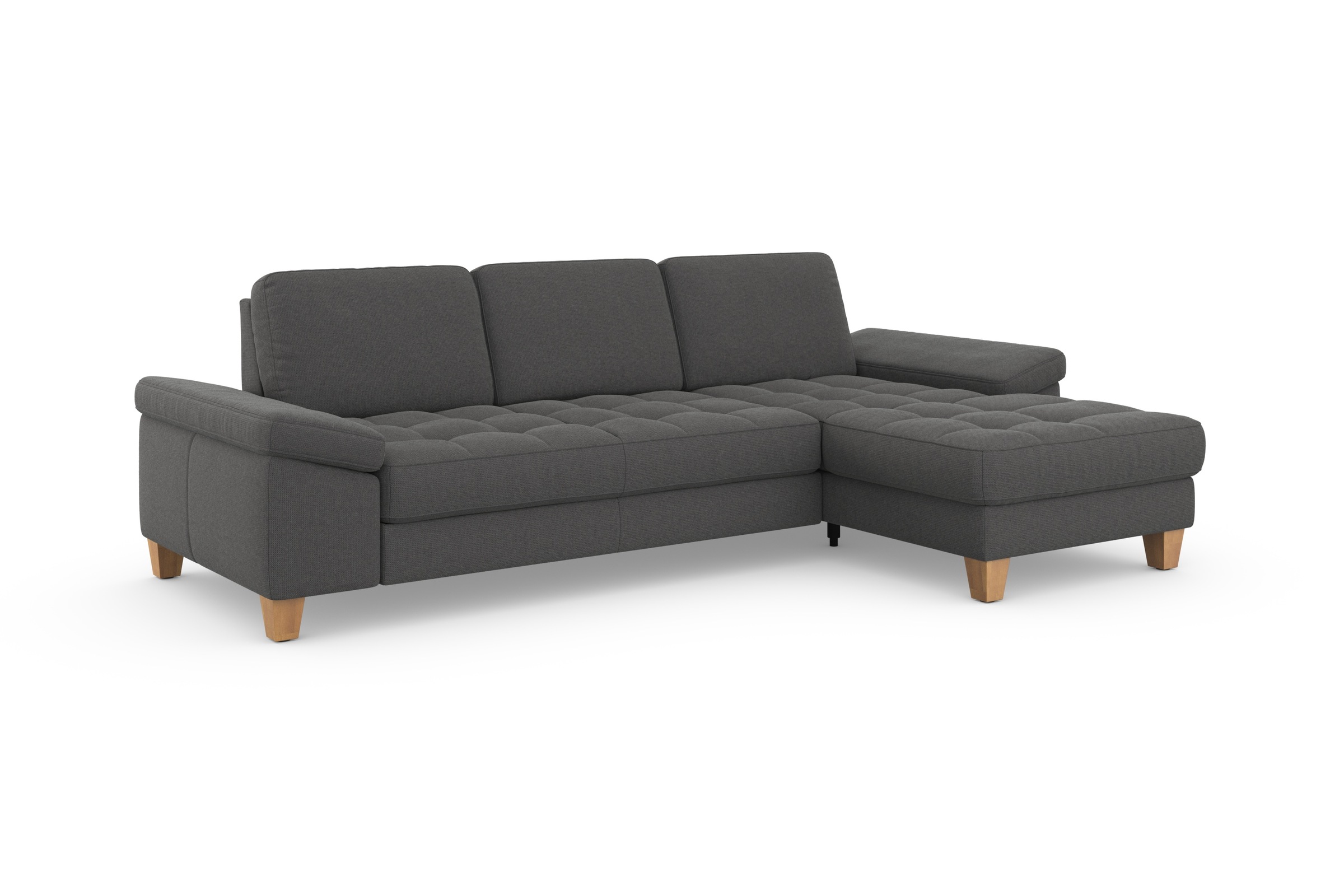 sit&more Ecksofa »Westham L-Form«, mit Recamiere, mit oder ohne Bettfunktion, Bettkasten, Füße Eiche