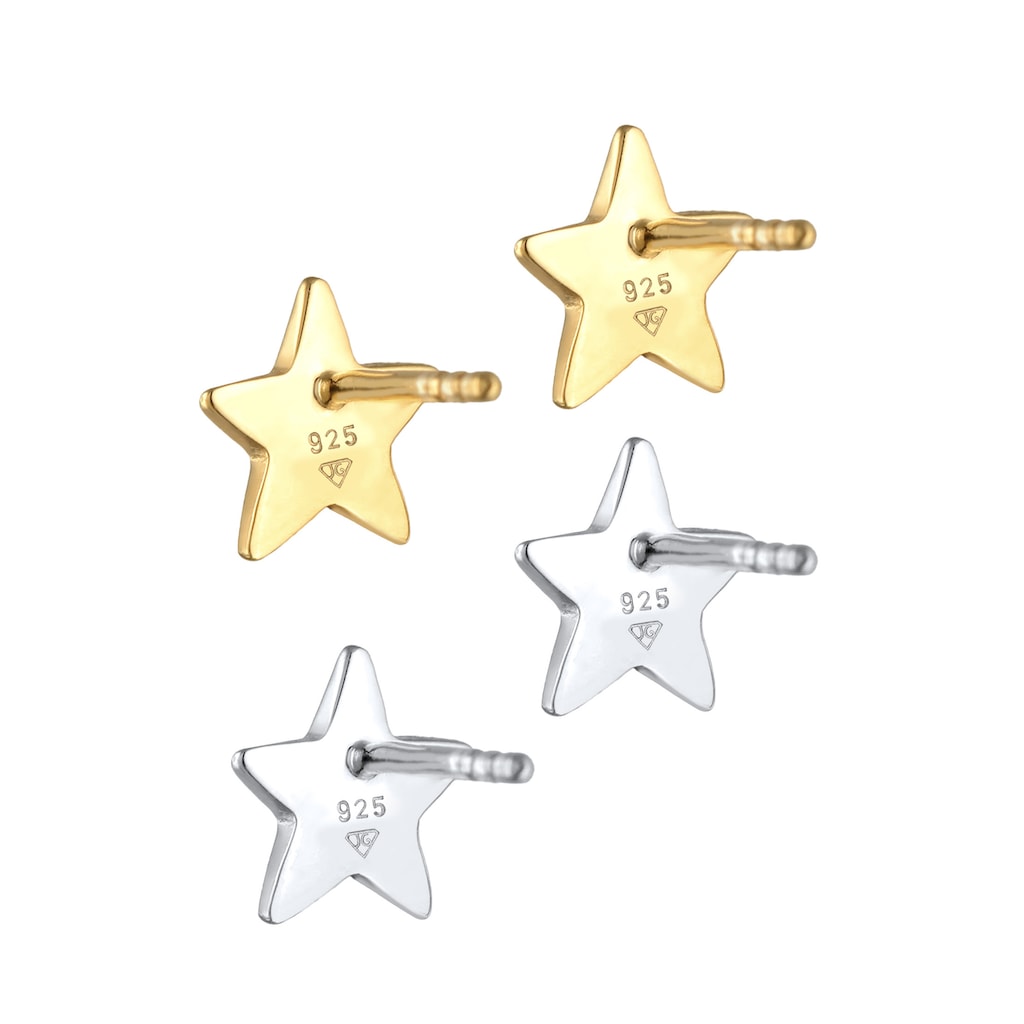 Elli Ohrring-Set »Set Sterne Star Astro Bi-Color 925 Sterling Silber«