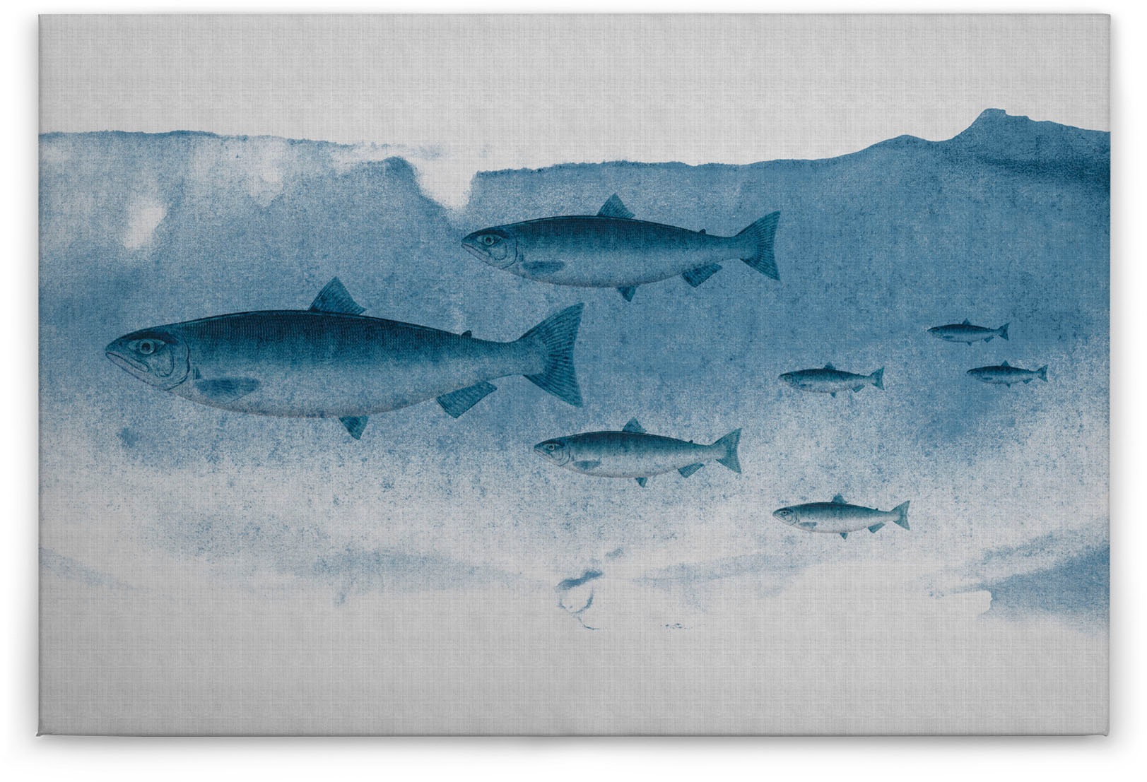 A.S. Création Leinwandbild »into the blue«, Kunst-Tiere-Kinder, (1 St.), Keilrahmen Unterwasser Welt Fische Leinwand-Bild Wohnzimmer modern