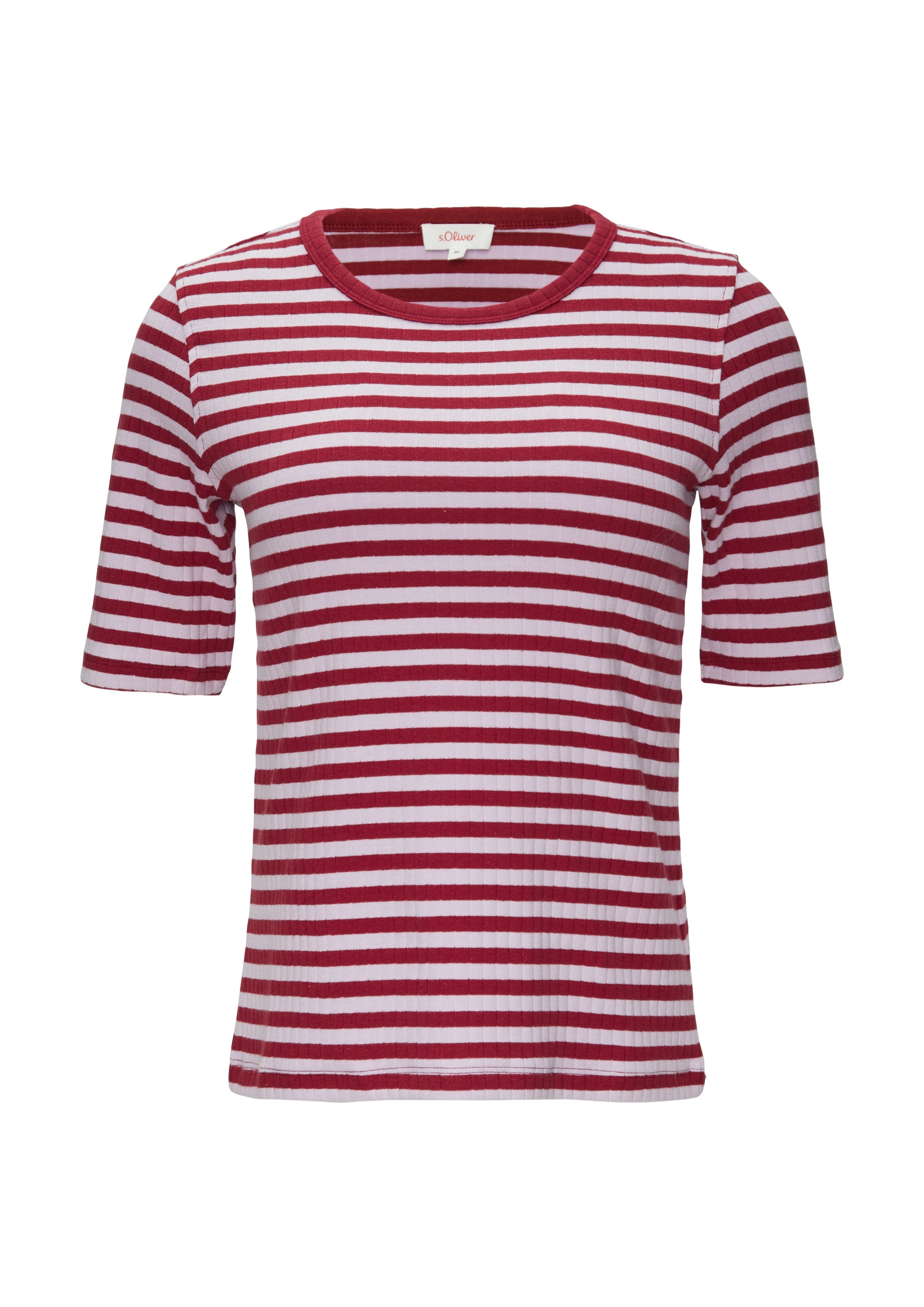 s.Oliver T-Shirt, halbarm, mit Streifen, in Ripp-Optik