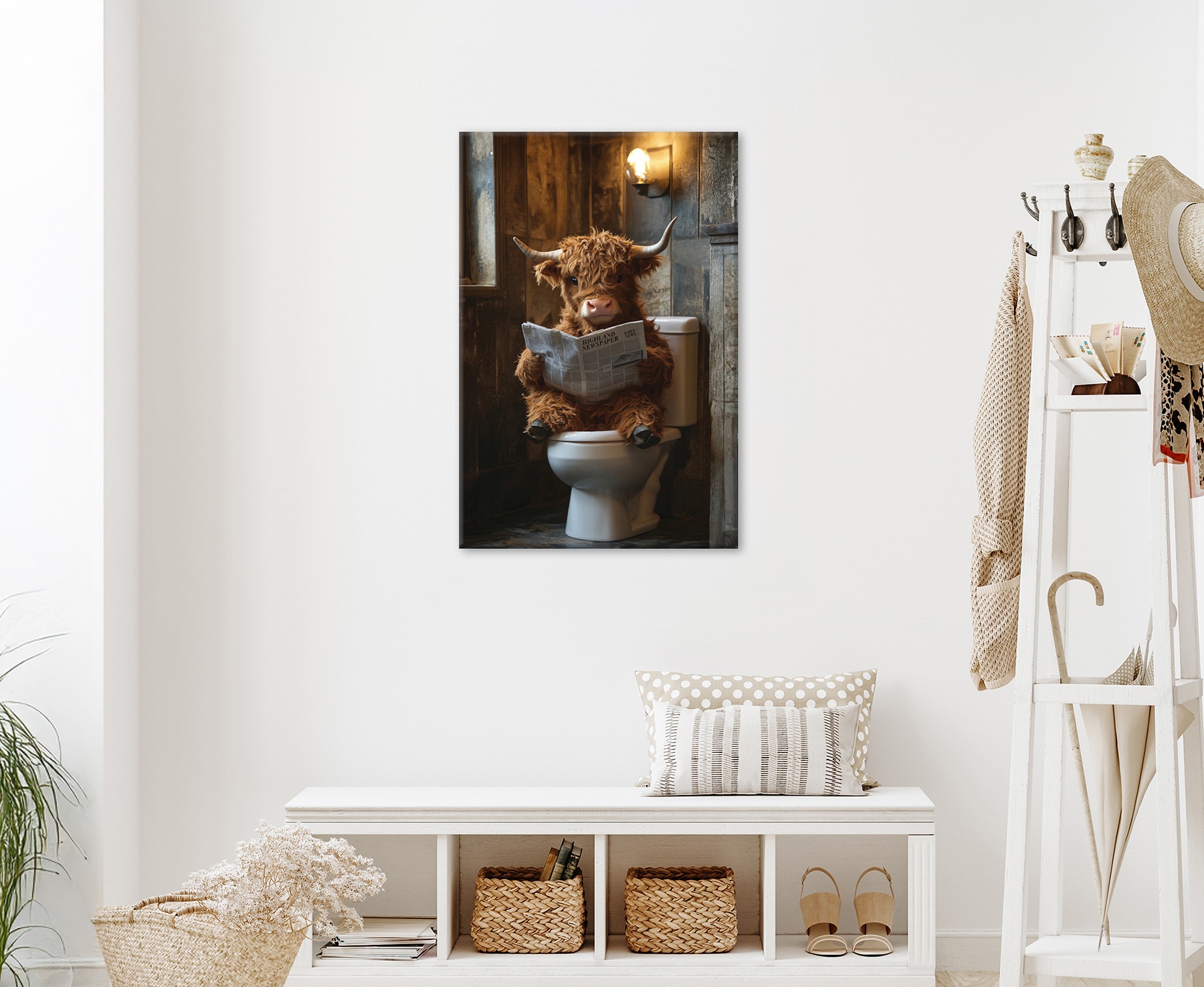 Bönninghoff Leinwandbild »Wandbild HIGHLAND NEWS 60x90 cm – Leinwandbild Keilrahmen Deko modern« Hochlandrind | Humor | Kuh | Kuhbilder | Kühe | Tiere 1 Stk. tlg. auf Keilrahmen gespannt