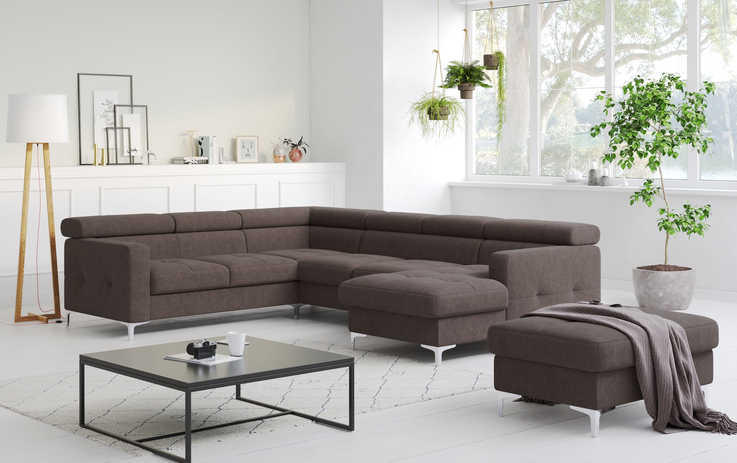 COTTA Wohnlandschaft »Sammy U-Form«, mit Kopfteilverstellung, wahlweise mit Bettfunktion & Bettkasten