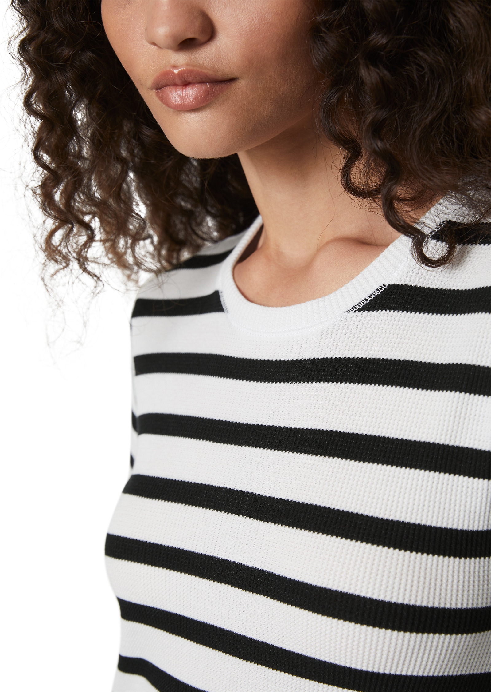 Marc O'Polo Maxikleid, Gestreiftes Waffle-Jersey-Kleid