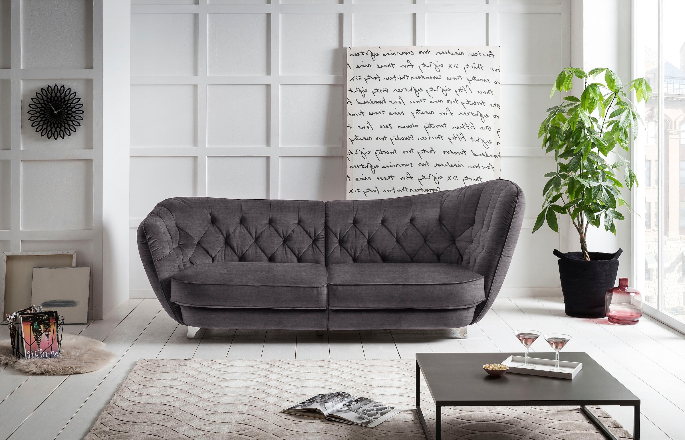 Leonique Big-Sofa »Retro«, stylischer Hochlehner