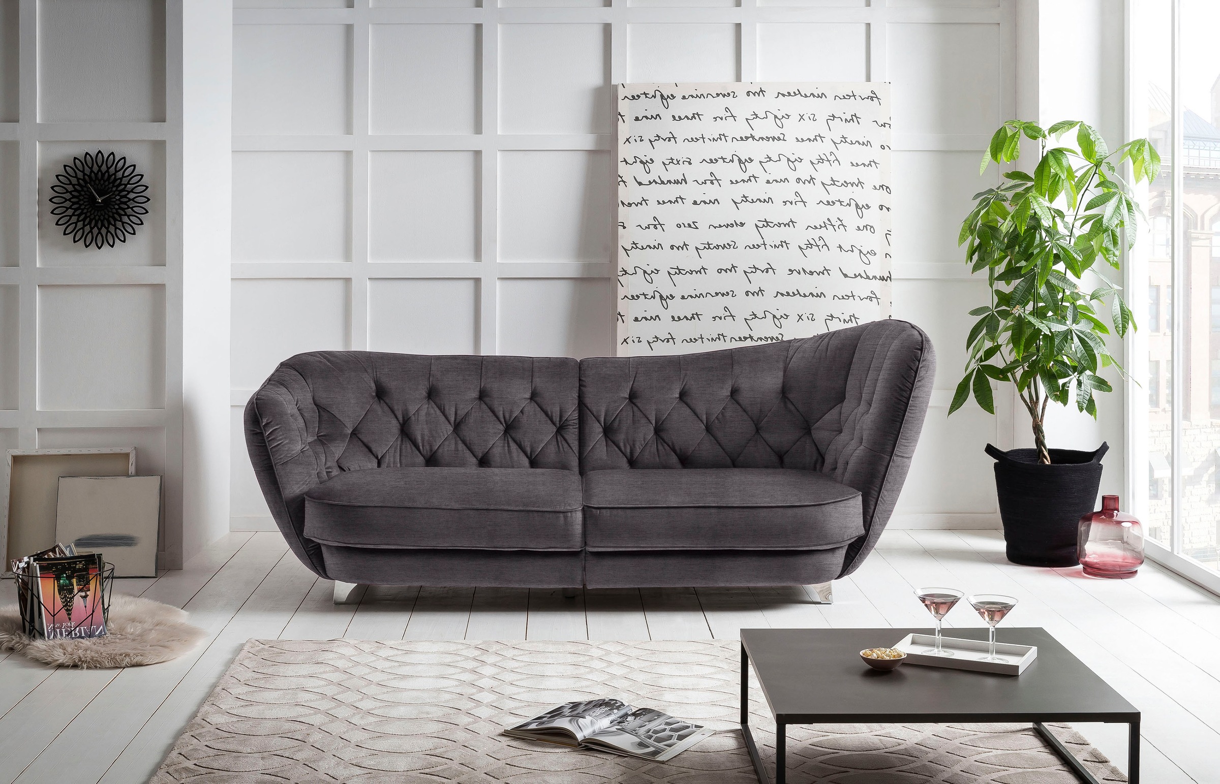 Leonique Big-Sofa »Retro«, stylischer Hochlehner günstig online kaufen