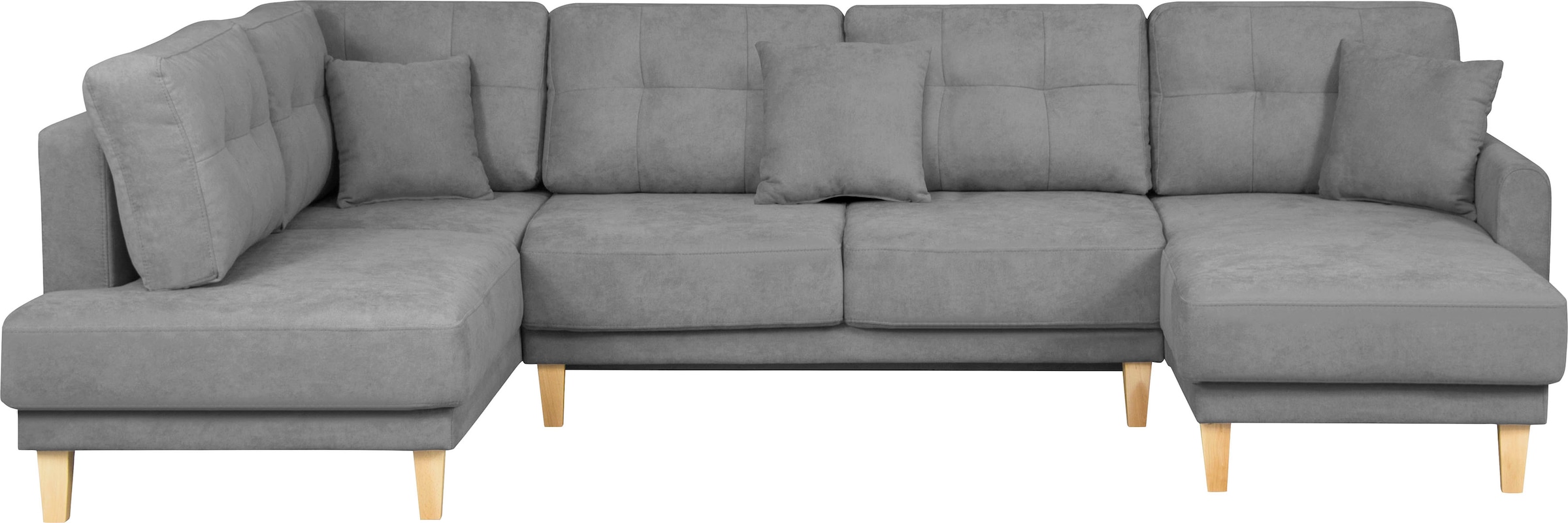 Home affaire Wohnlandschaft »TRIPLO U-Form wahlweise mit Schlaffunktion, B/T/H: 310/192/90 cm«, Schlafsofa, auch mit Bettkasten, Steppung im Rückenkissen