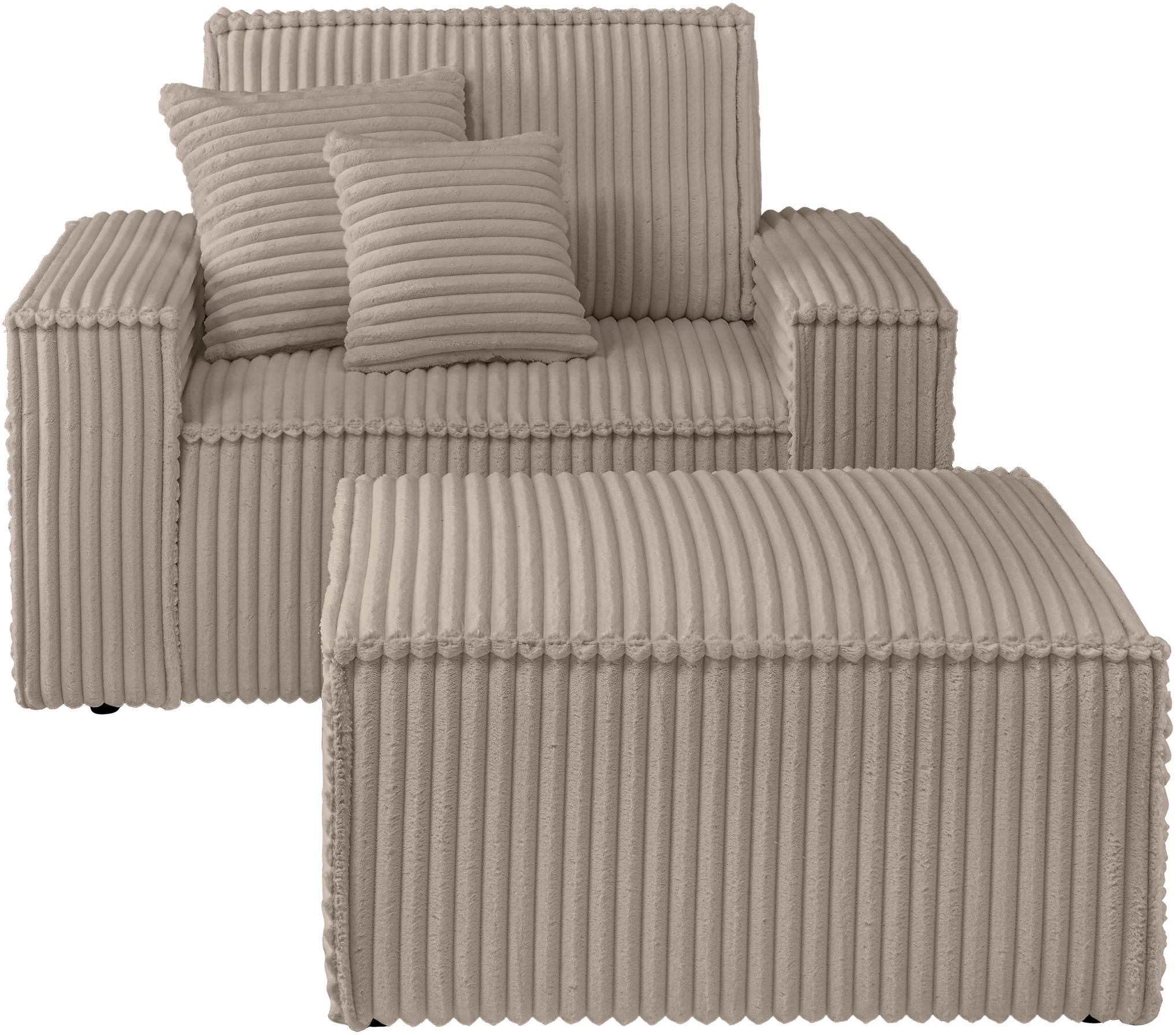 OTTO home Loveseat »FINNLEY, Loveseat & Hocker im Set, trendige Stoffe, ink günstig online kaufen