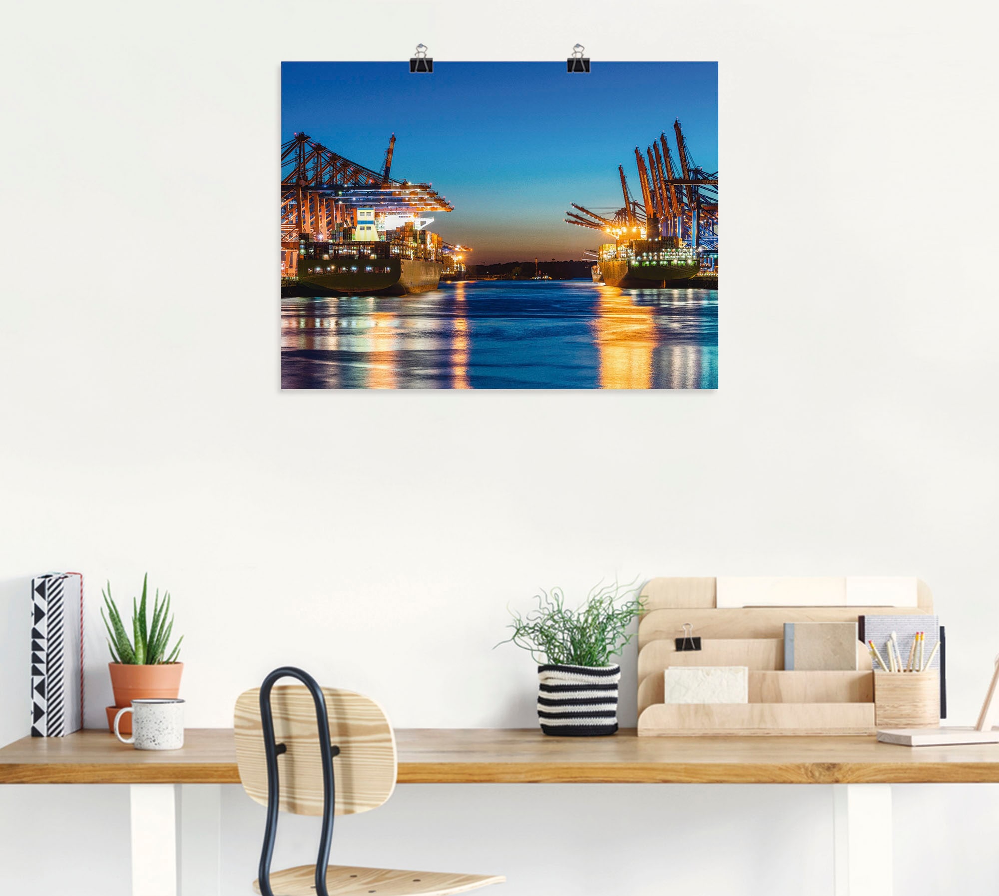 Artland Wandbild »Hamburg Hafen am Abend 2«, Deutschland, (1 St.), als Leinwandbild, Poster in verschied. Größen