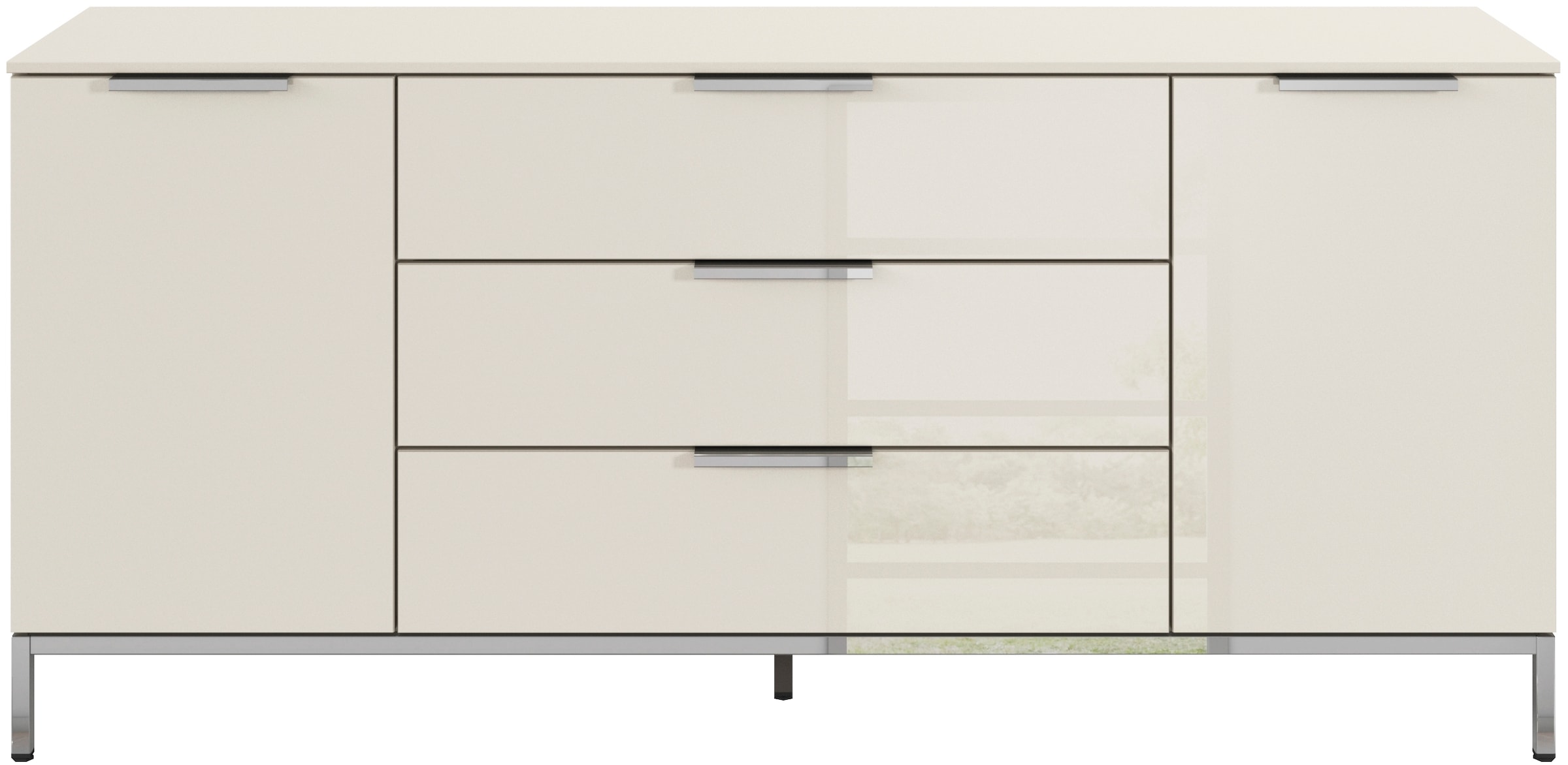 rauch Kombikommode »Kommode Türkommode Sideboard Kombikommode FLIPP mit Glasfront«, (Breite 160 cm mit 2 Einlegeböden), 2-türig mit 3 Schubladen und Soft-Close-Funktion sowie Glasfront