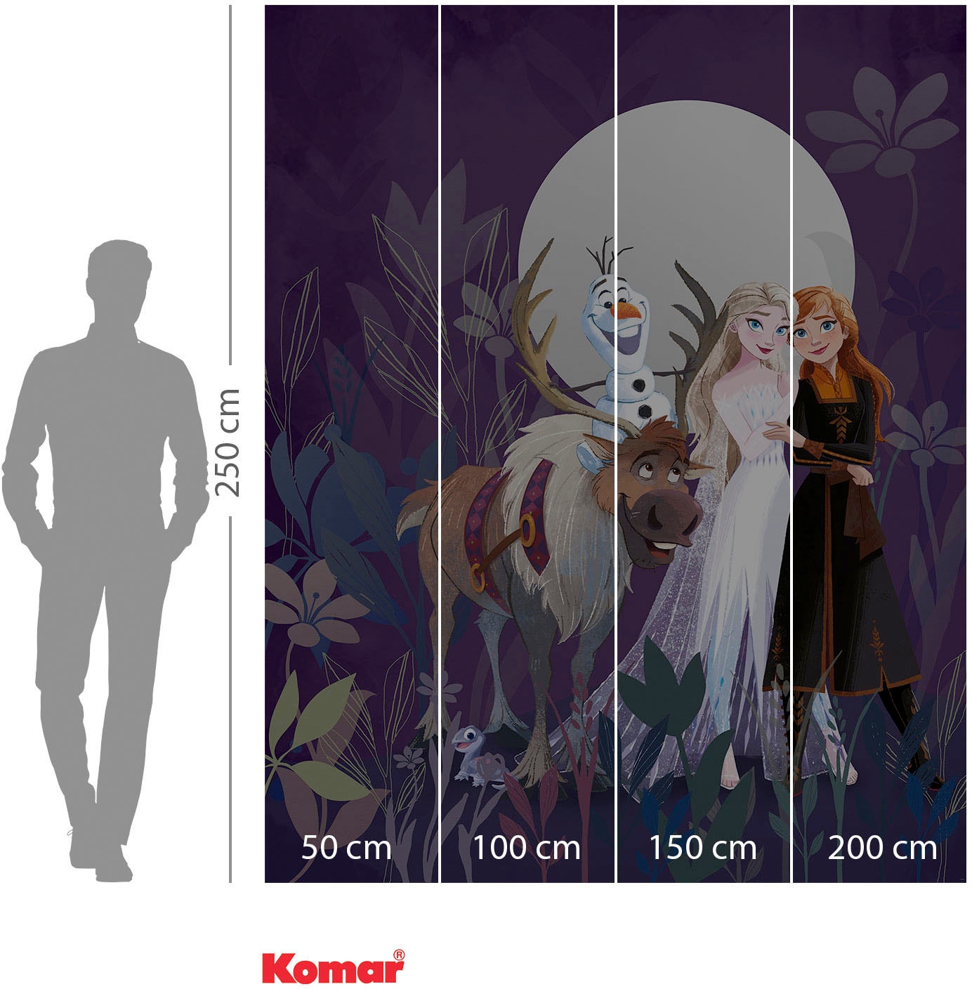 Komar Fototapete »Digitaldruck Vlies - Frozen Full Moon Hike - Größe 200 x 250 cm«, bedruckt, Kinderzimmer