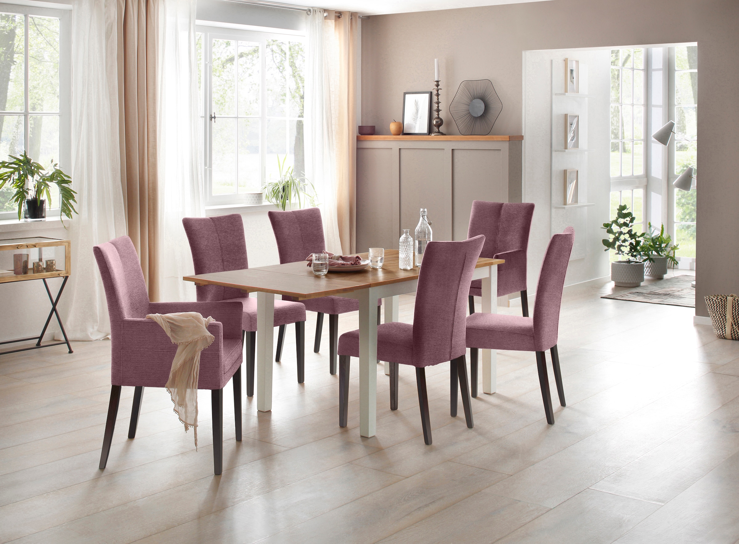 Home affaire 4-Fußstuhl »Aspen«, (Set), 2 St., Softstruktur, Beine aus massiver Buche, wengefarben lackiert