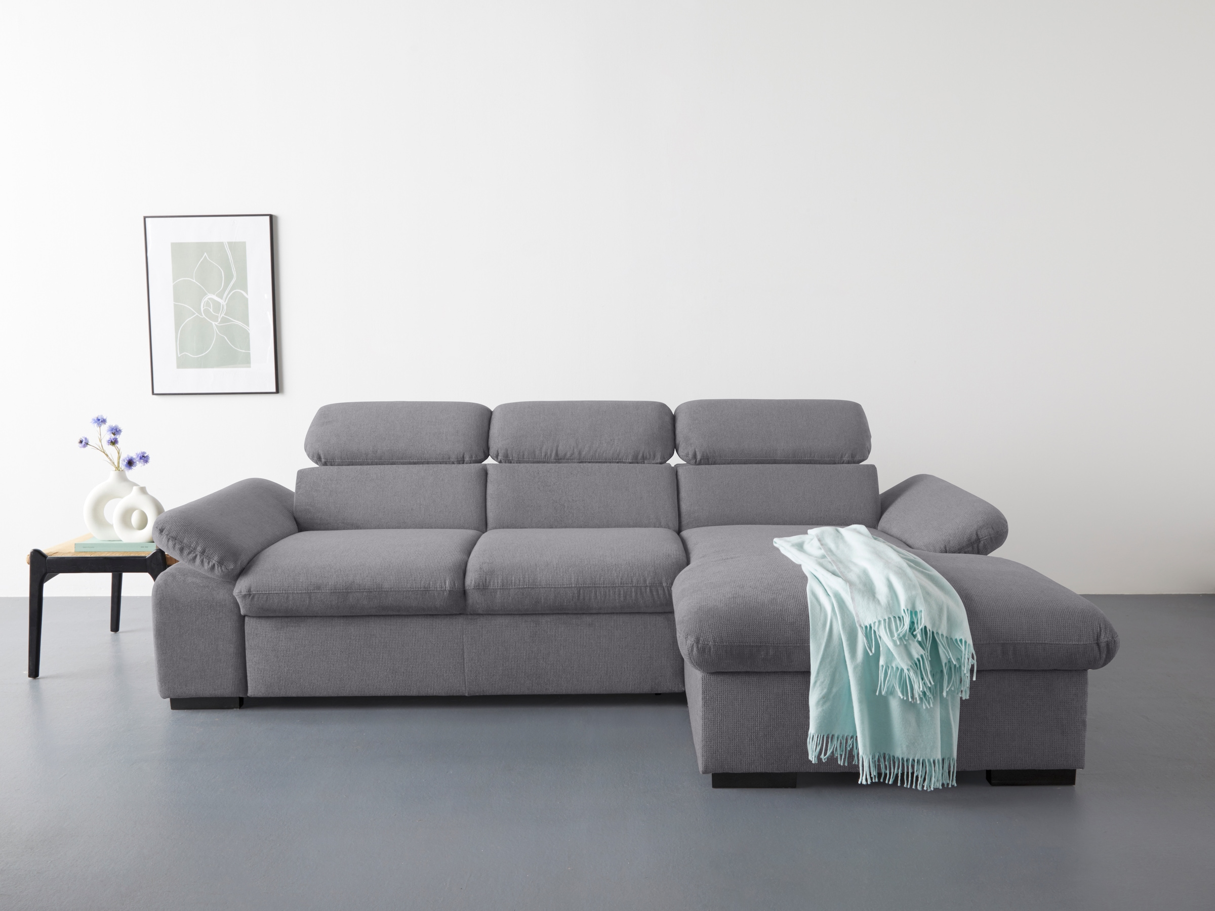 COTTA Ecksofa »Lola L-Form mit Kopfteilfunktion & Hocker« wahlweise mit Bet günstig online kaufen