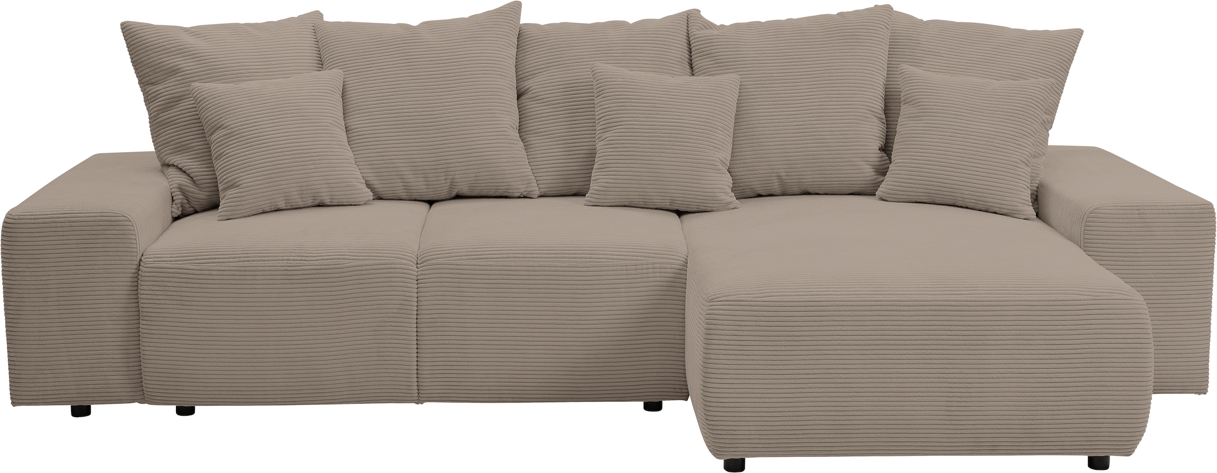 WERK2 Ecksofa »Riwa, modernes Sofa zum Kuscheln und Entspannen, Breite 300cm, L-Form« Trendiges Ecksofa mit vielen Kissen, Schlaffunktion & Bettkasten