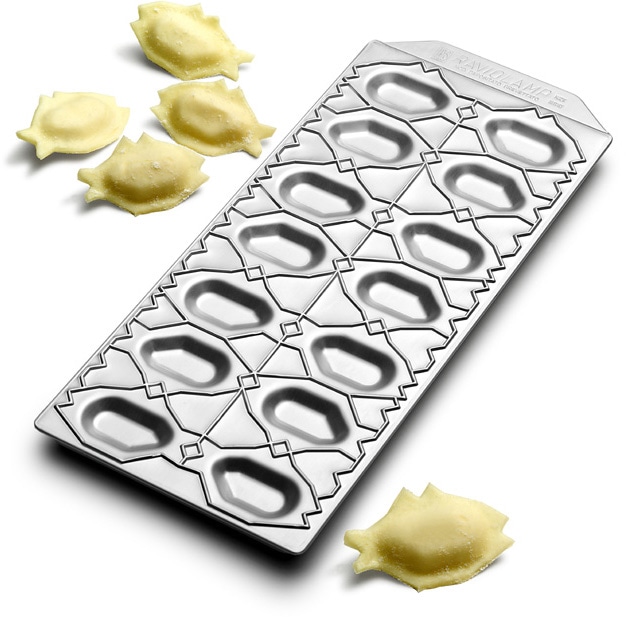 imperia Ravioliform für 14 "Ravioli Pesciolini", inkl. Teigrolle, Aluminium