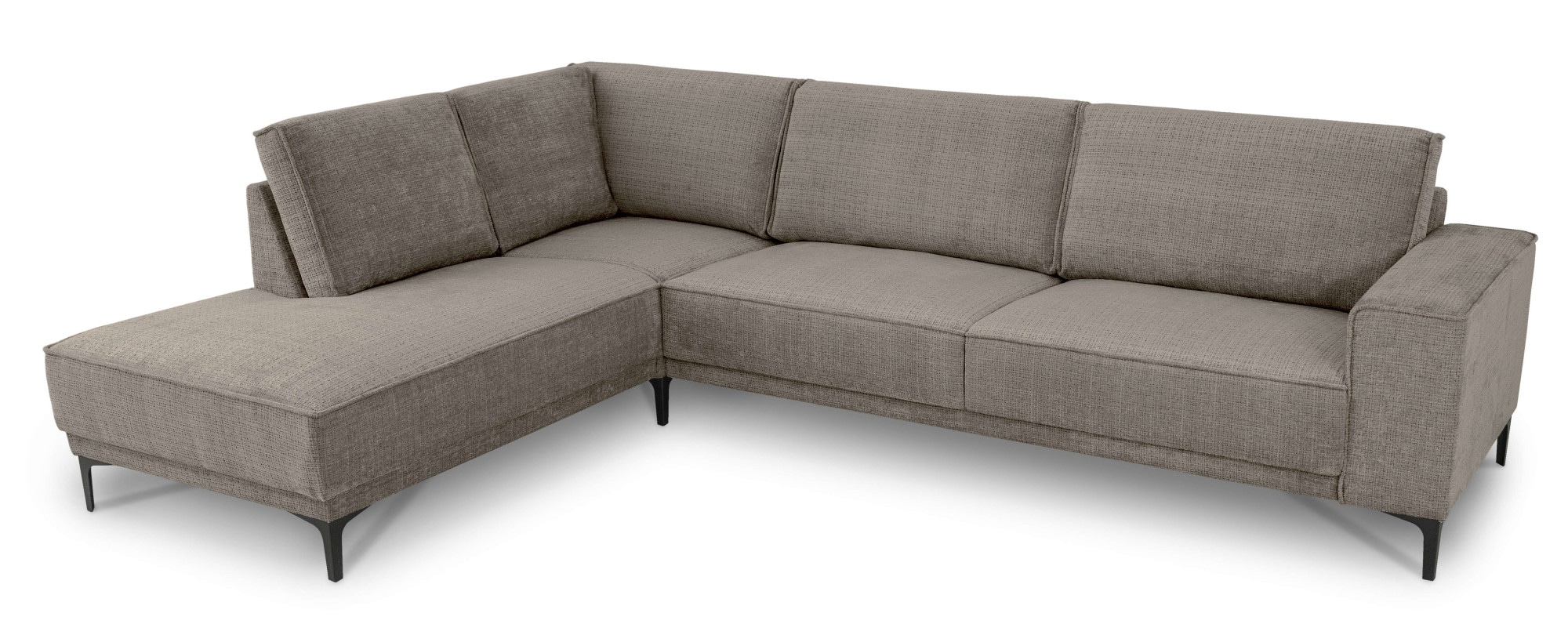 Places of Style Ecksofa »Polsterecke Oland, Struktur, Flachgewebe, Luxus-Microfaser, Boucle«, L-Form, 289 cm, Wellenunterfederung, Skandi-Design, Metallfüße