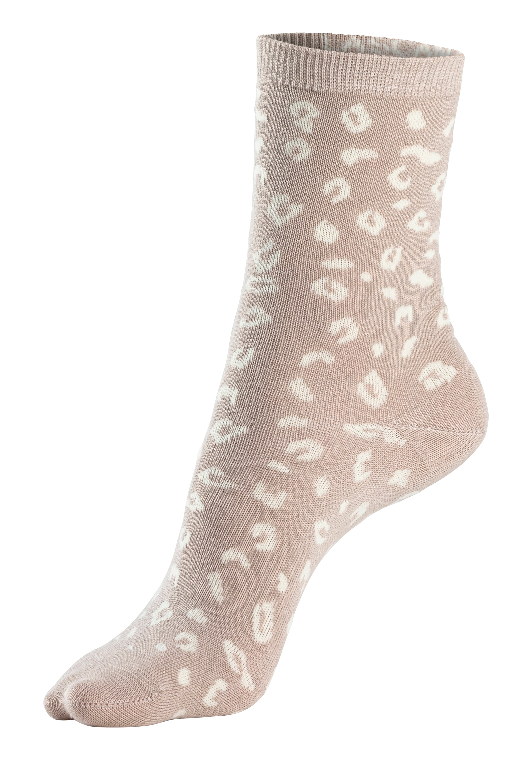 LASCANA Basicsocken, (Packung, 4 Paar), uni und mit animal Design