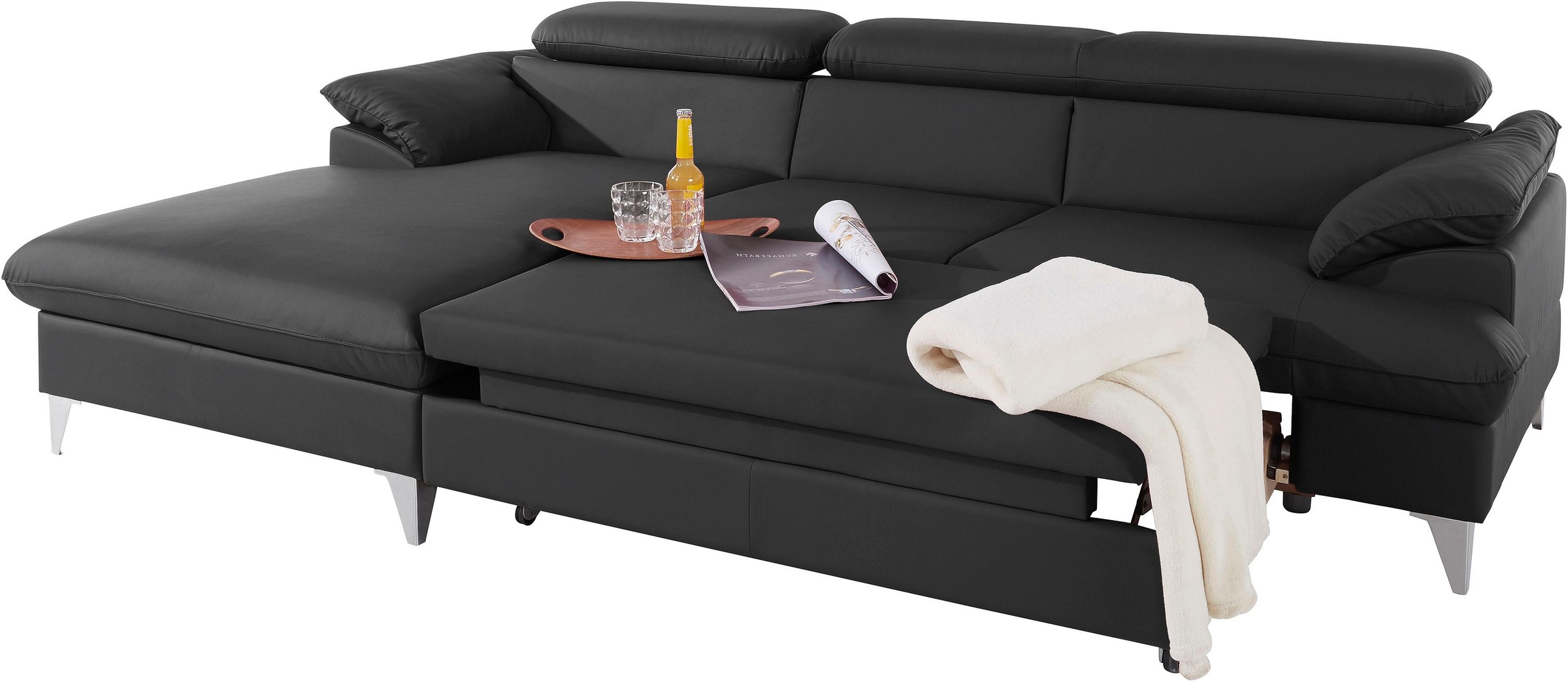 COTTA Ecksofa »Caluso L-Form«, mit Kopfteilverstellung, wahlweise mit Bettfunktion & Bettkasten