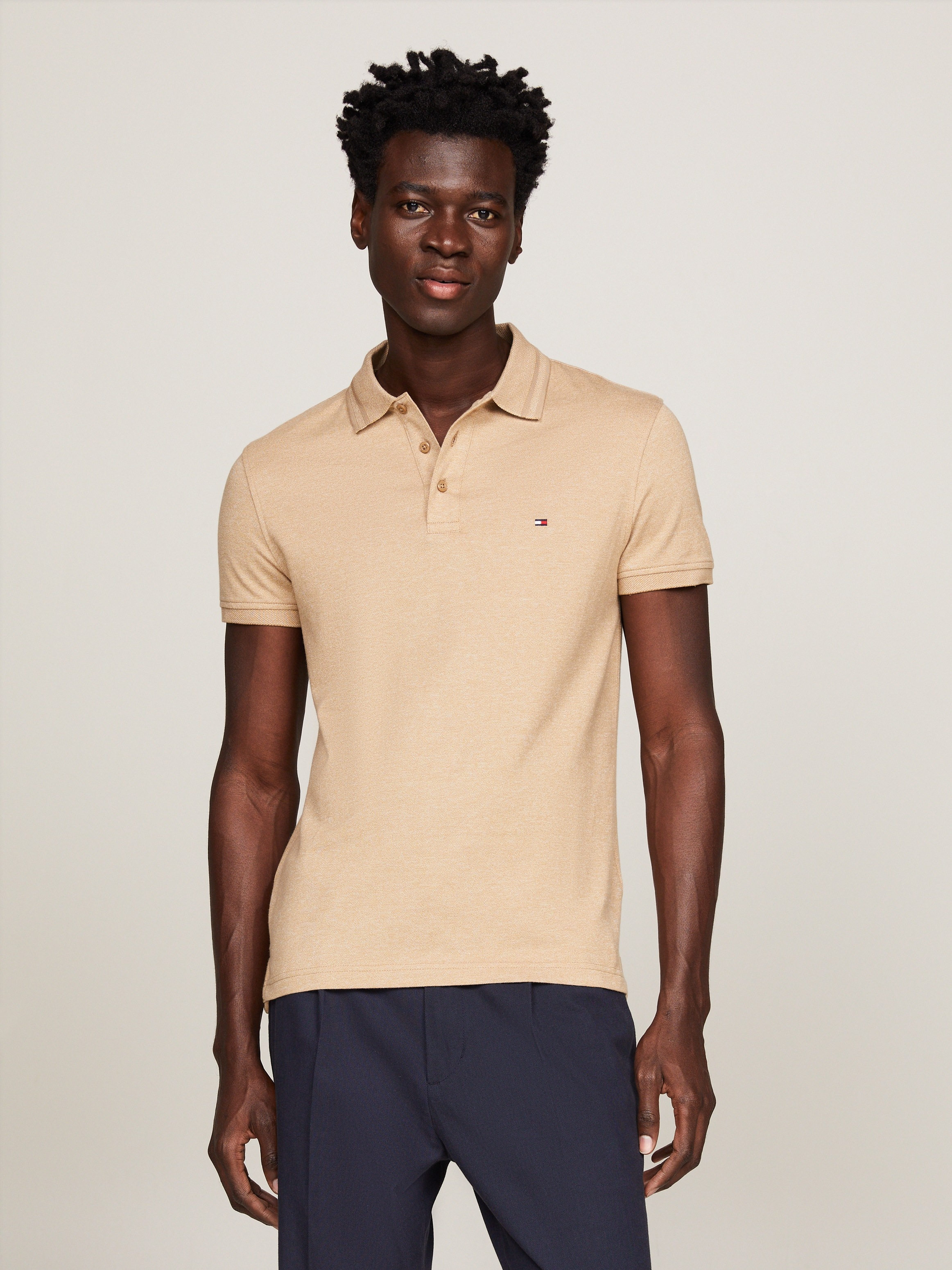 TOMMY HILFIGER Poloshirt »PRETWIST MOULINE SLIM FIT POLO« mit melierter Optik Dark Dune / White M M Poloshirt von Tommy Hilfiger Menswear