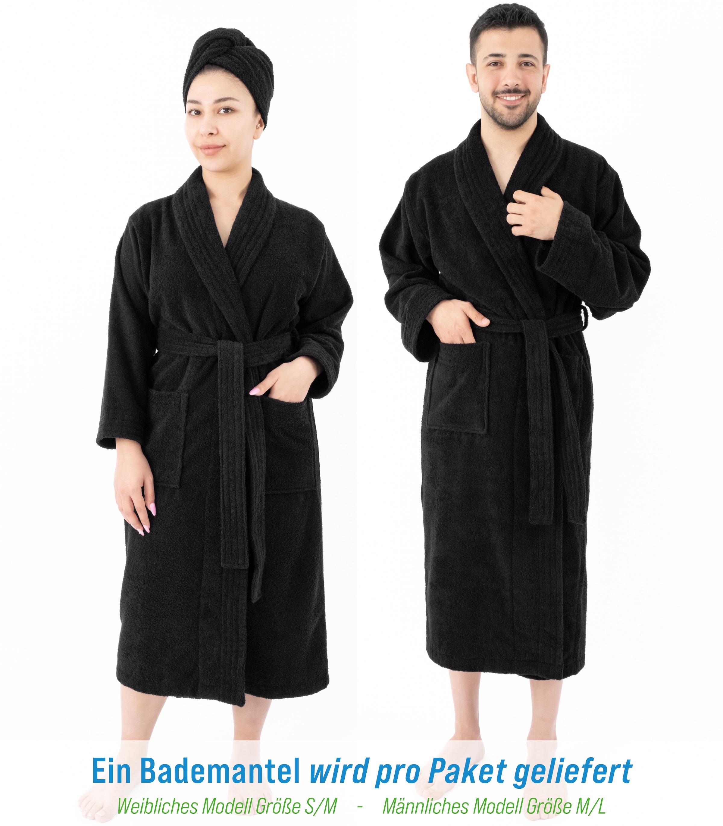 HAMMETEX Bademantel »Bademantel 100% Baumwolle Unisex, 400 GSM, Weich & Saugfähig«, (Packung), ideal für Sauna & Spa, Hotelbademantel, Morgenmantel